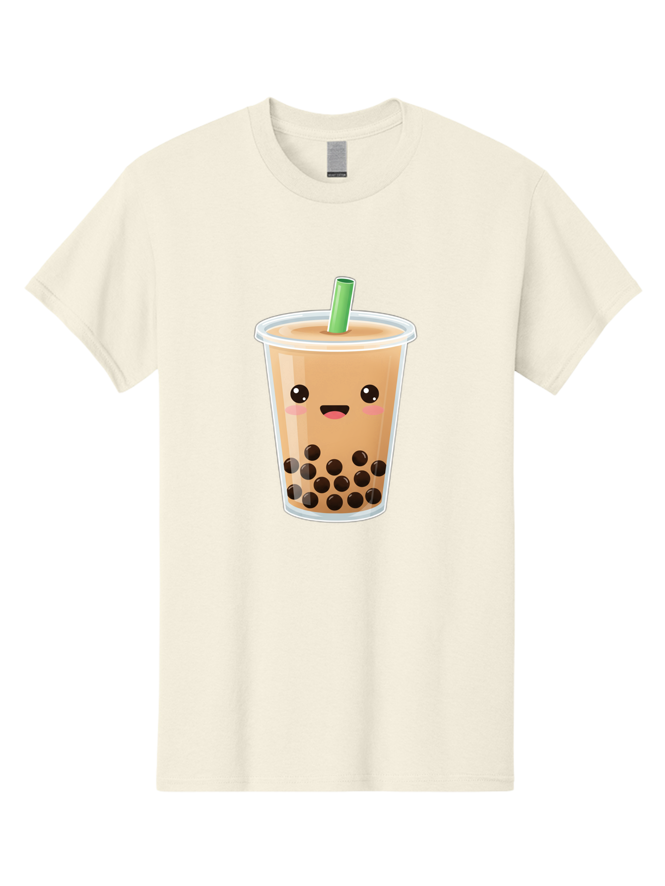 Bubble-Milk-Tea Men'S Graphic Tee, 100% Cotton, Comfortable Casual Summer Wear, Machine Washable, Bubble Tea, Boba, Milk Tea, Straw, Cartoon Character, Cute Face, Black Boba Pearls, Smiling, Kawaii, Popular Drink, Fun Design, Tasty, Bac688