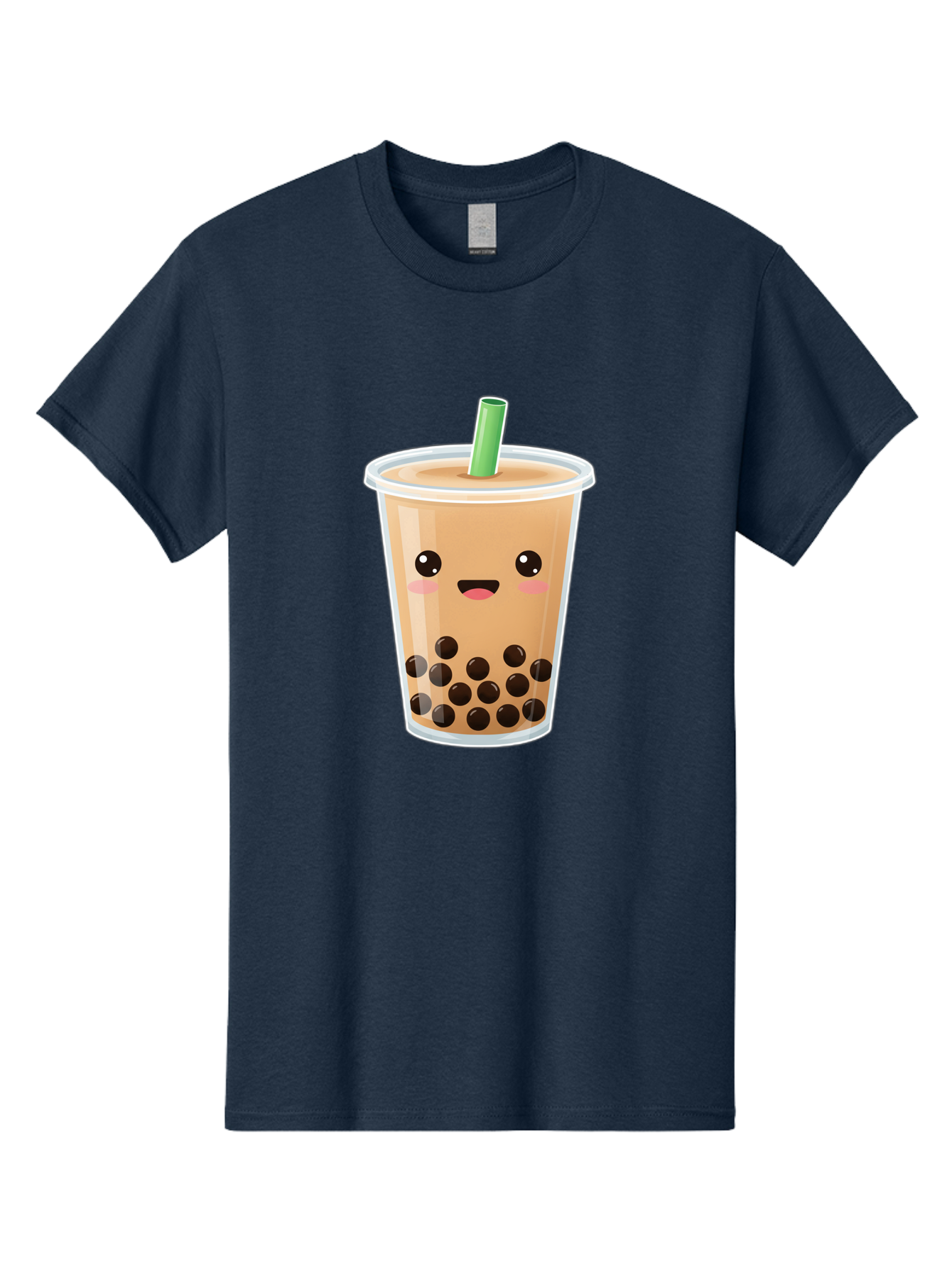 Bubble-Milk-Tea Men'S Graphic Tee, 100% Cotton, Comfortable Casual Summer Wear, Machine Washable, Bubble Tea, Boba, Milk Tea, Straw, Cartoon Character, Cute Face, Black Boba Pearls, Smiling, Kawaii, Popular Drink, Fun Design, Tasty, Bac688