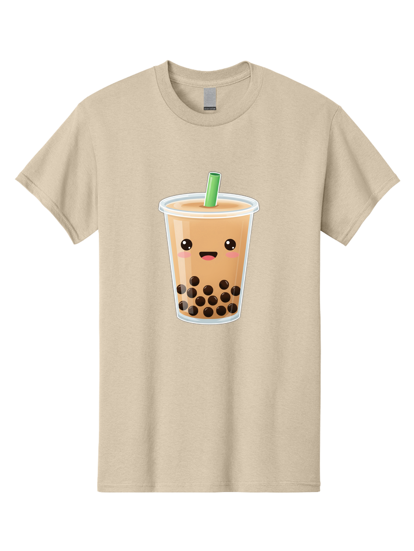 Bubble-Milk-Tea Men'S Graphic Tee, 100% Cotton, Comfortable Casual Summer Wear, Machine Washable, Bubble Tea, Boba, Milk Tea, Straw, Cartoon Character, Cute Face, Black Boba Pearls, Smiling, Kawaii, Popular Drink, Fun Design, Tasty, Bac688