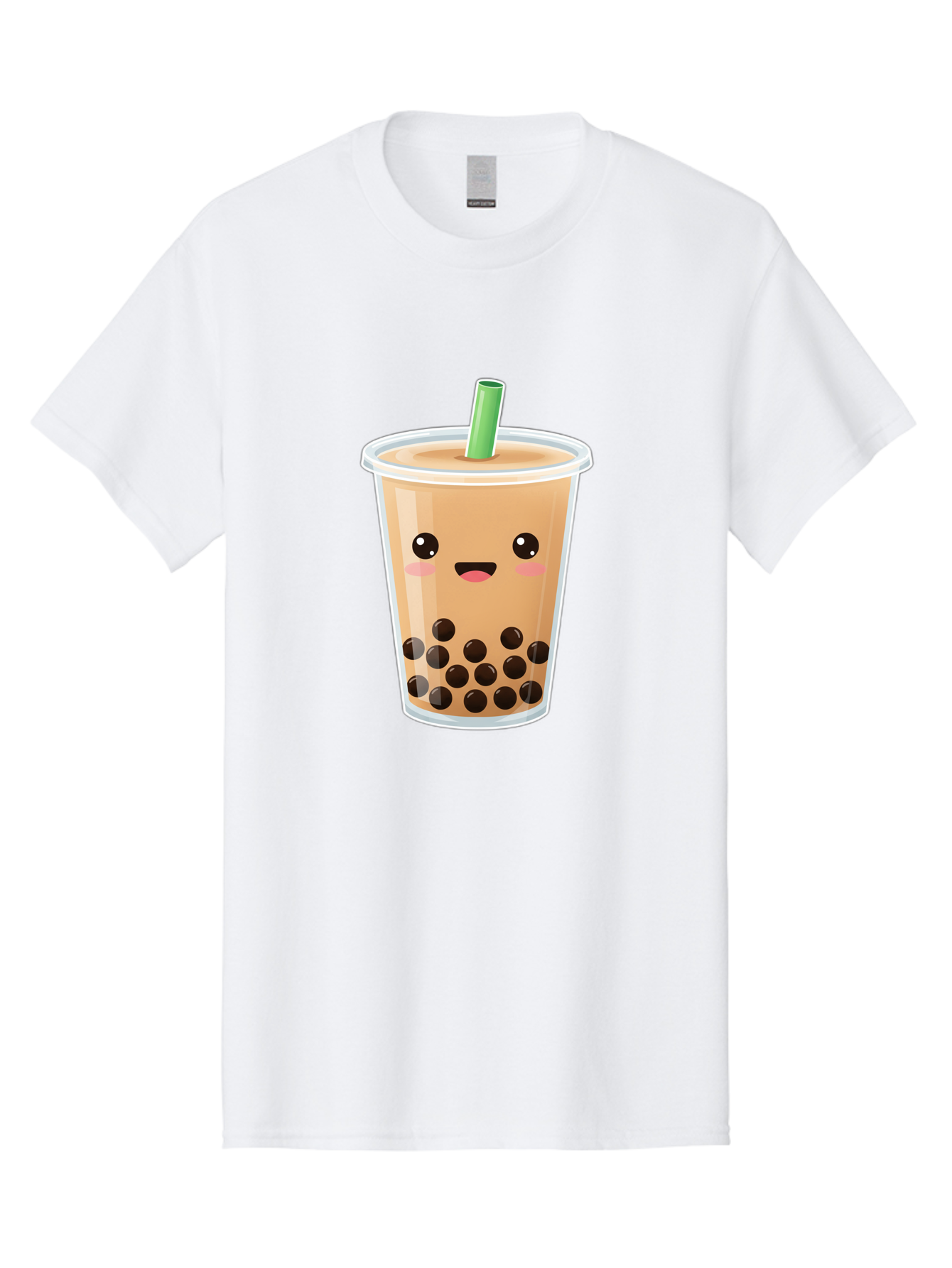 Bubble-Milk-Tea Men'S Graphic Tee, 100% Cotton, Comfortable Casual Summer Wear, Machine Washable, Bubble Tea, Boba, Milk Tea, Straw, Cartoon Character, Cute Face, Black Boba Pearls, Smiling, Kawaii, Popular Drink, Fun Design, Tasty, Bac688