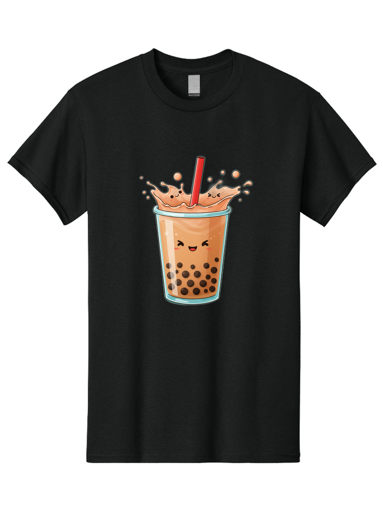 Bubble-Tea-17 Men'S Graphic Tee, 100% Cotton, Comfortable Casual Summer Wear, Machine Washable, Boba Tea With Straw, Cartoon Bubble Tea, Milk Tea With Bubbles, Cute Drink, Boba Drink, Tapioca Pearls, Kawaii Bubble Tea, Smiling Tea Bac697