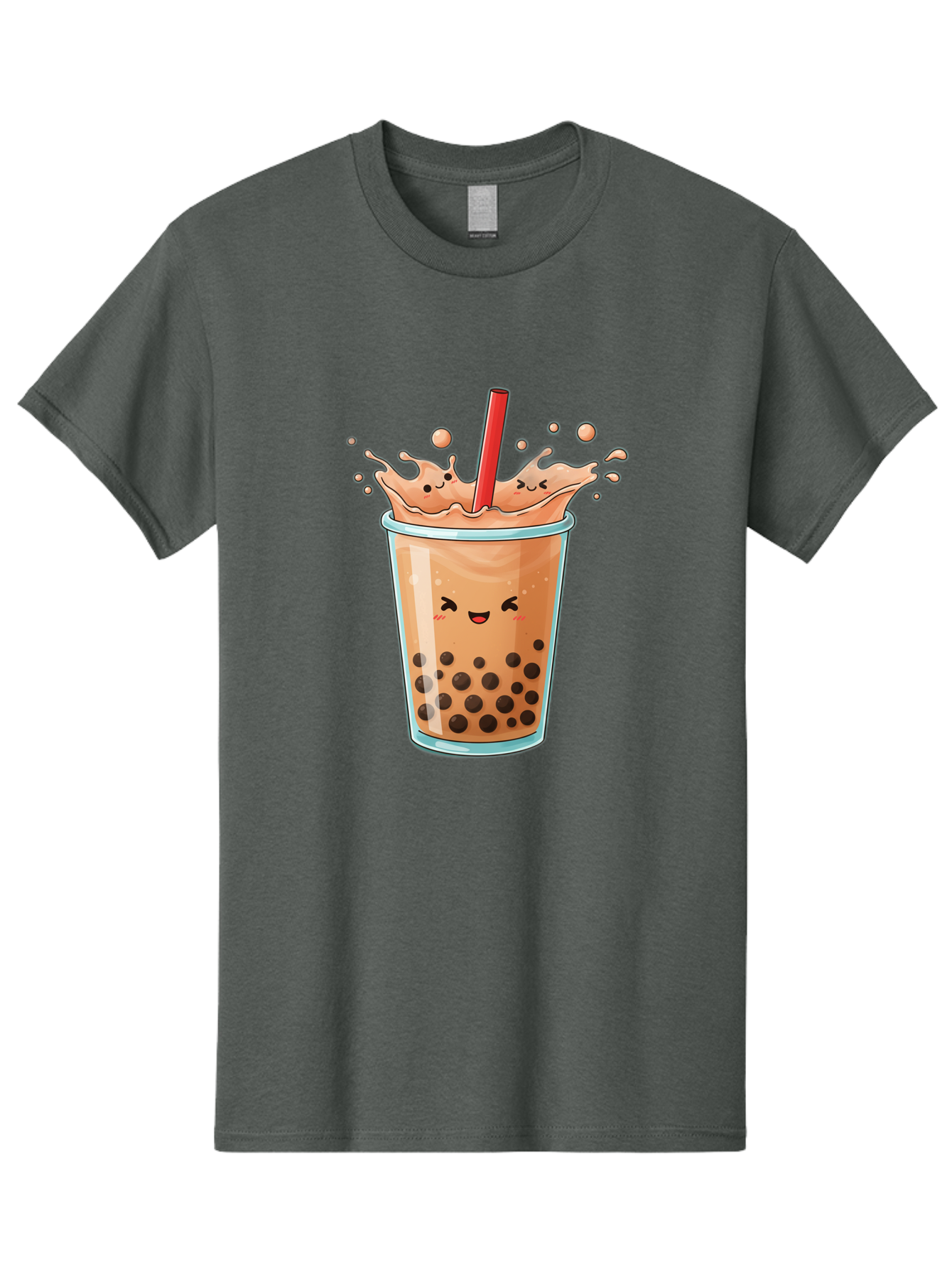 Bubble-Tea-17 Men'S Graphic Tee, 100% Cotton, Comfortable Casual Summer Wear, Machine Washable, Boba Tea With Straw, Cartoon Bubble Tea, Milk Tea With Bubbles, Cute Drink, Boba Drink, Tapioca Pearls, Kawaii Bubble Tea, Smiling Tea Bac697