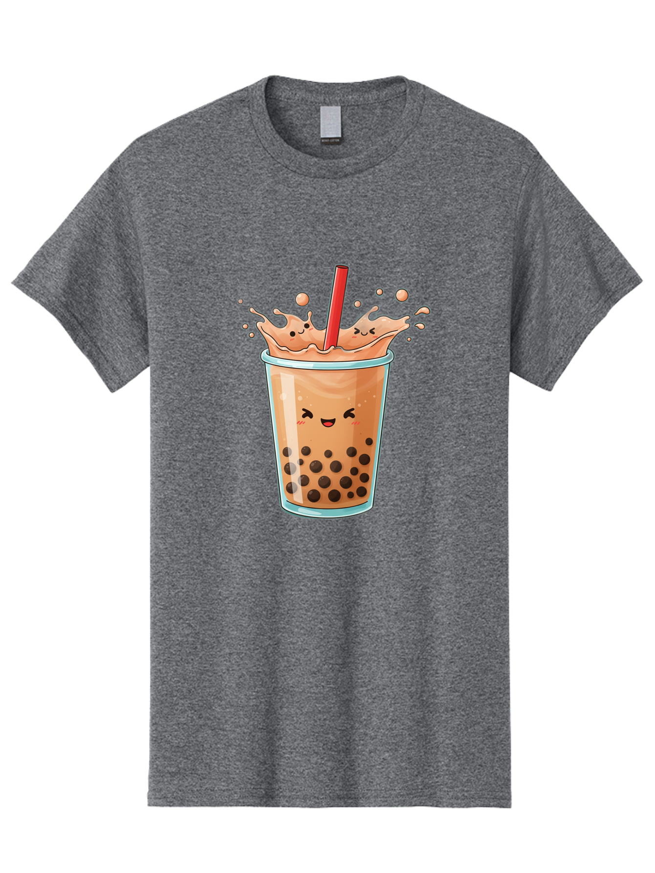 Bubble-Tea-17 Men'S Graphic Tee, 100% Cotton, Comfortable Casual Summer Wear, Machine Washable, Boba Tea With Straw, Cartoon Bubble Tea, Milk Tea With Bubbles, Cute Drink, Boba Drink, Tapioca Pearls, Kawaii Bubble Tea, Smiling Tea Bac697