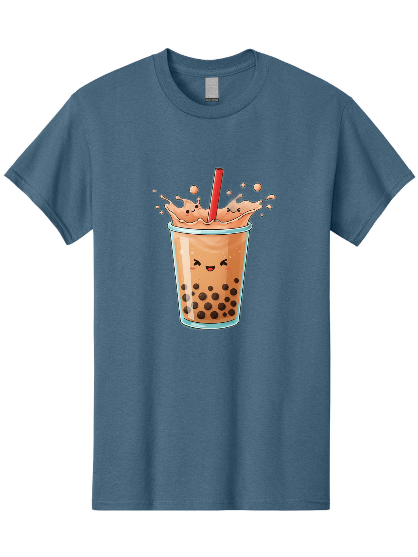 Bubble-Tea-17 Men'S Graphic Tee, 100% Cotton, Comfortable Casual Summer Wear, Machine Washable, Boba Tea With Straw, Cartoon Bubble Tea, Milk Tea With Bubbles, Cute Drink, Boba Drink, Tapioca Pearls, Kawaii Bubble Tea, Smiling Tea Bac697