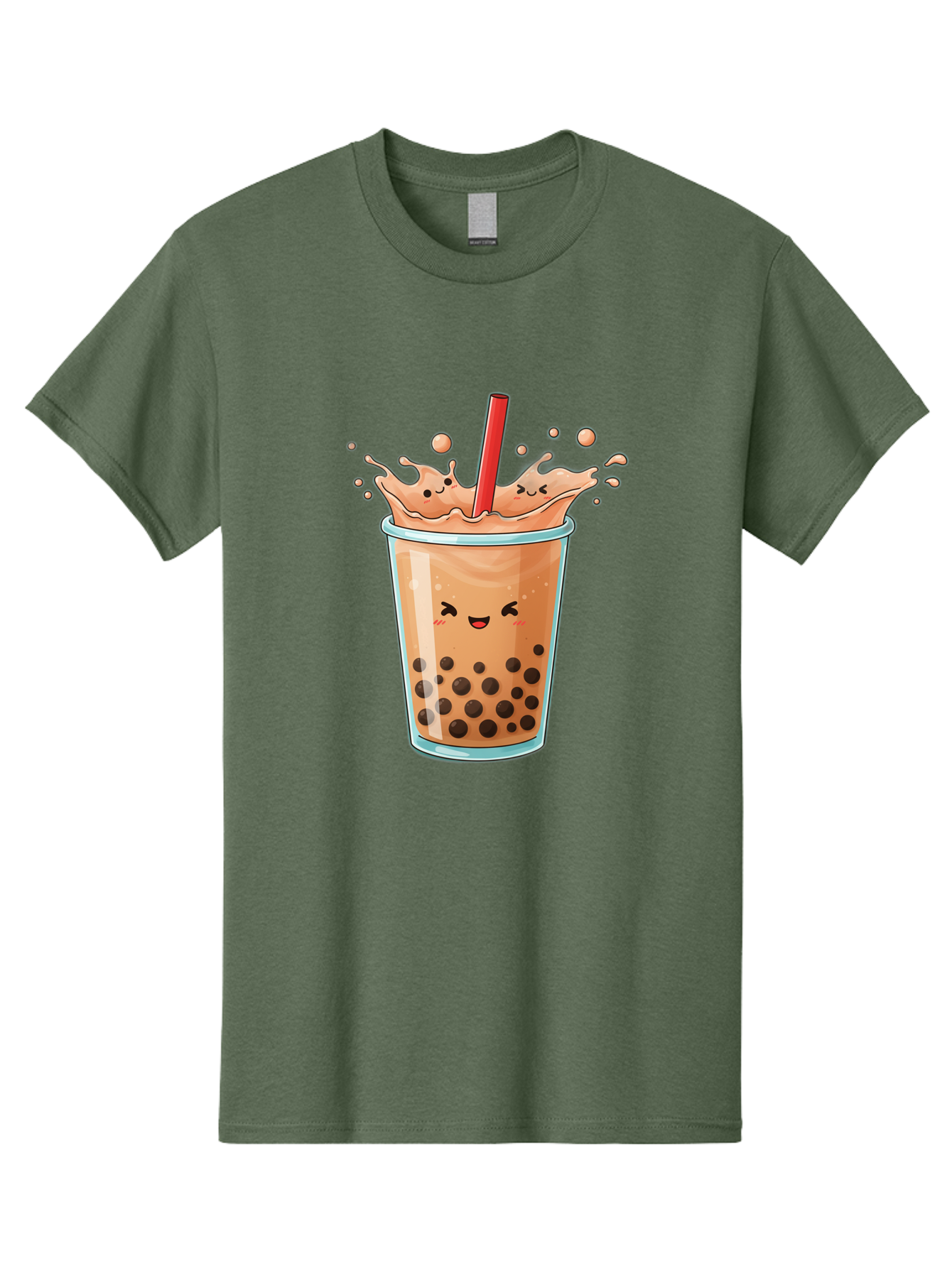 Bubble-Tea-17 Men'S Graphic Tee, 100% Cotton, Comfortable Casual Summer Wear, Machine Washable, Boba Tea With Straw, Cartoon Bubble Tea, Milk Tea With Bubbles, Cute Drink, Boba Drink, Tapioca Pearls, Kawaii Bubble Tea, Smiling Tea Bac697