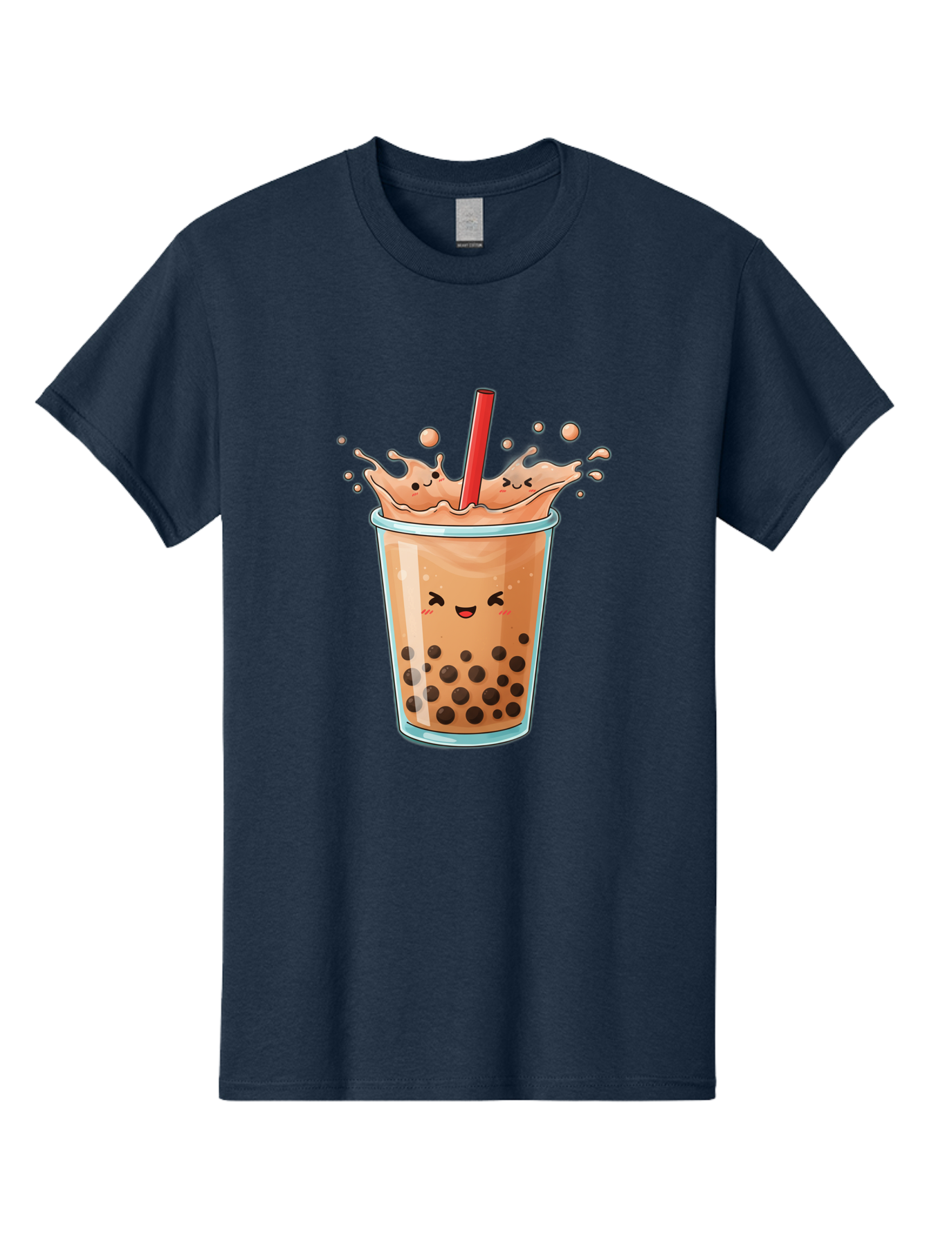 Bubble-Tea-17 Men'S Graphic Tee, 100% Cotton, Comfortable Casual Summer Wear, Machine Washable, Boba Tea With Straw, Cartoon Bubble Tea, Milk Tea With Bubbles, Cute Drink, Boba Drink, Tapioca Pearls, Kawaii Bubble Tea, Smiling Tea Bac697