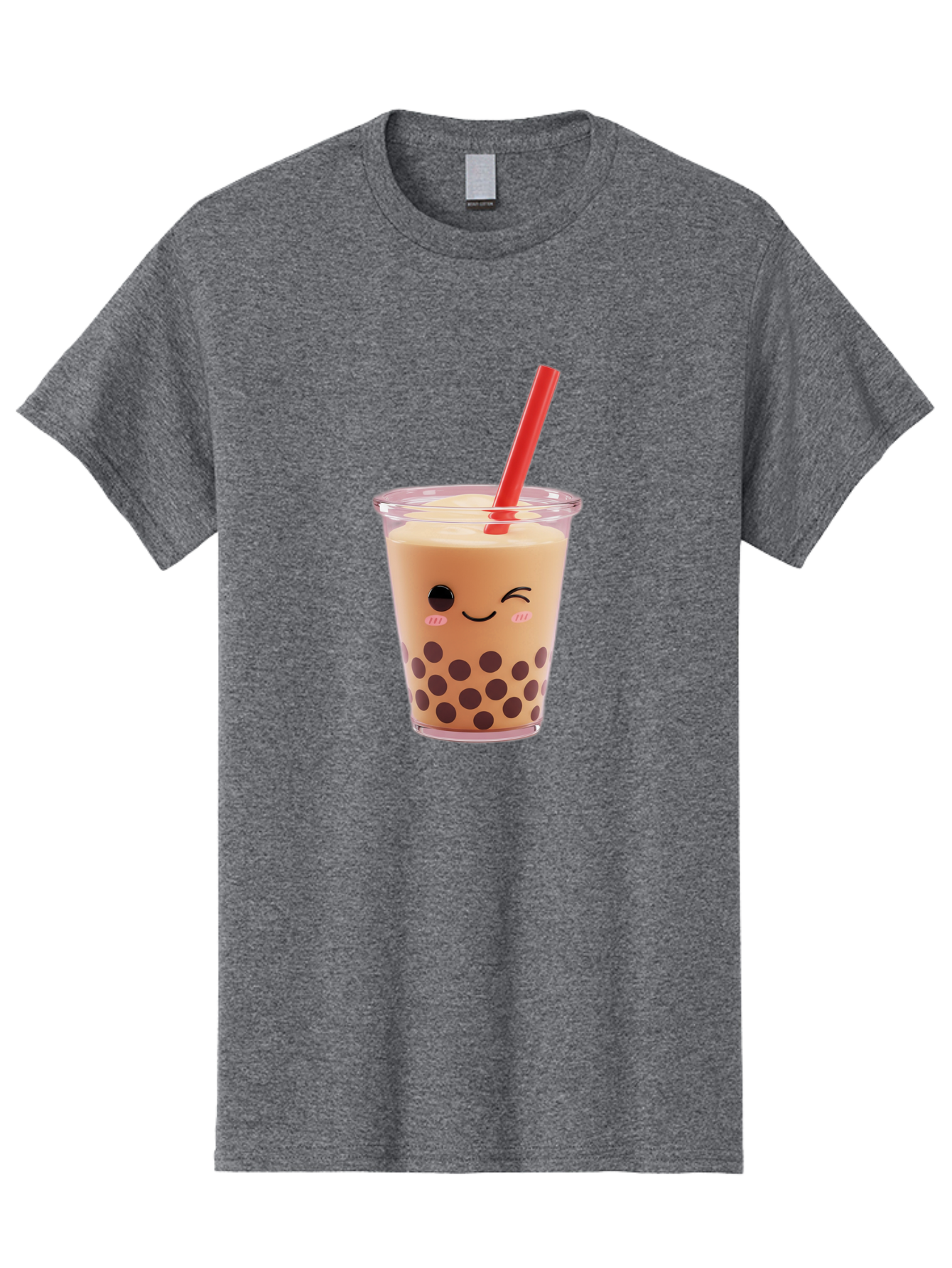 Bubble-Tea-19 Men'S Graphic Tee, 100% Cotton, Comfortable Casual Summer Wear, Machine Washable, Bubble Tea, Boba Tea, Milk Tea, Tapioca Pearls, Kawaii, Cute Drink, Tea Drink, Red Straw, Smiling Face, Adorable Beverage, Trendy Drink Bac699
