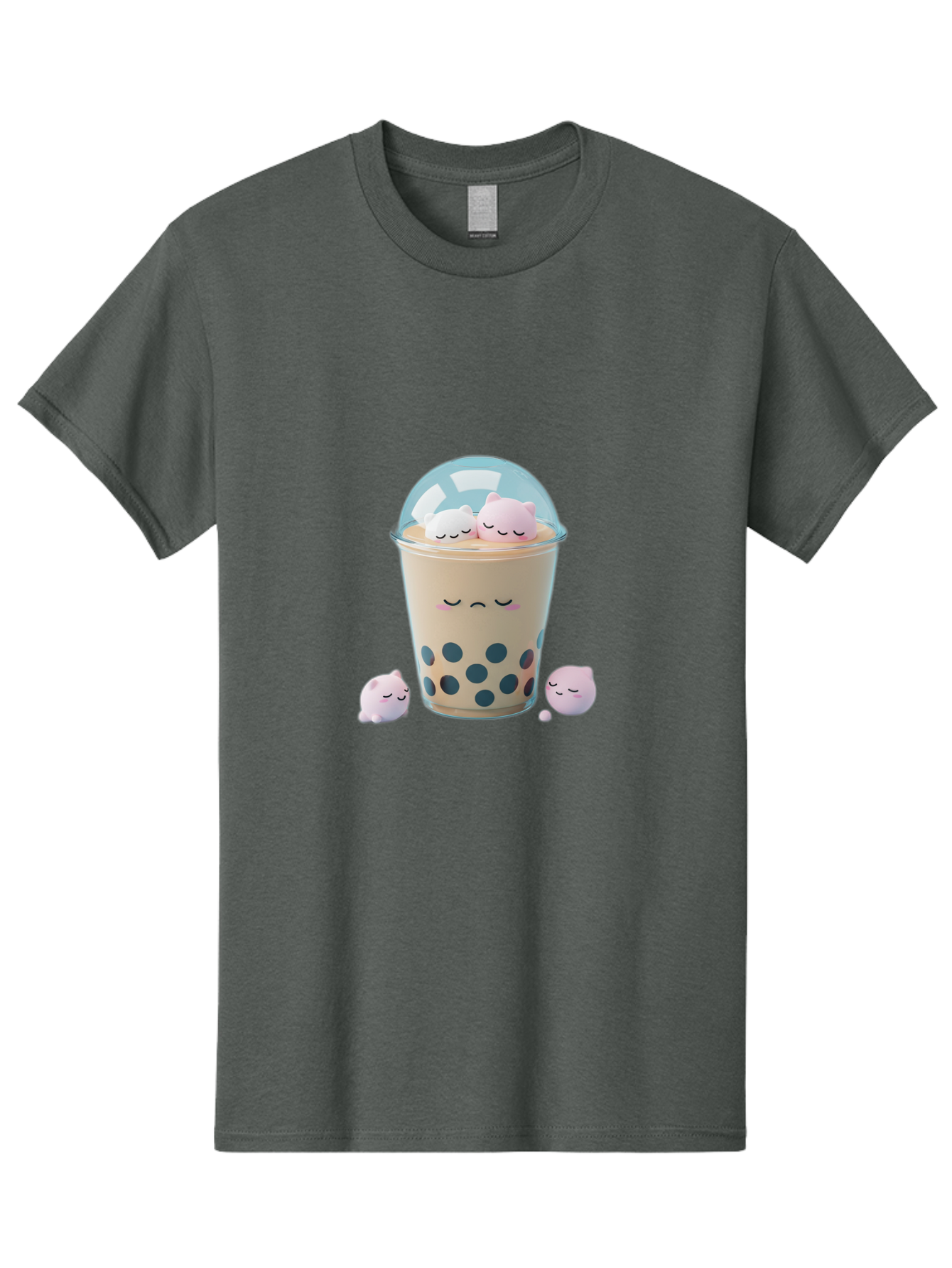 Bubble-Tea-2 Men'S Graphic Tee, 100% Cotton, Comfortable Casual Summer Wear, Machine Washable, Bubble Tea Drink, Milk Tea, Boba, Cute Beverage, Cartoon Illustration, Adorable Characters, Smiling Faces, Peaceful Atmosphere, Sweet Treats, Bac700