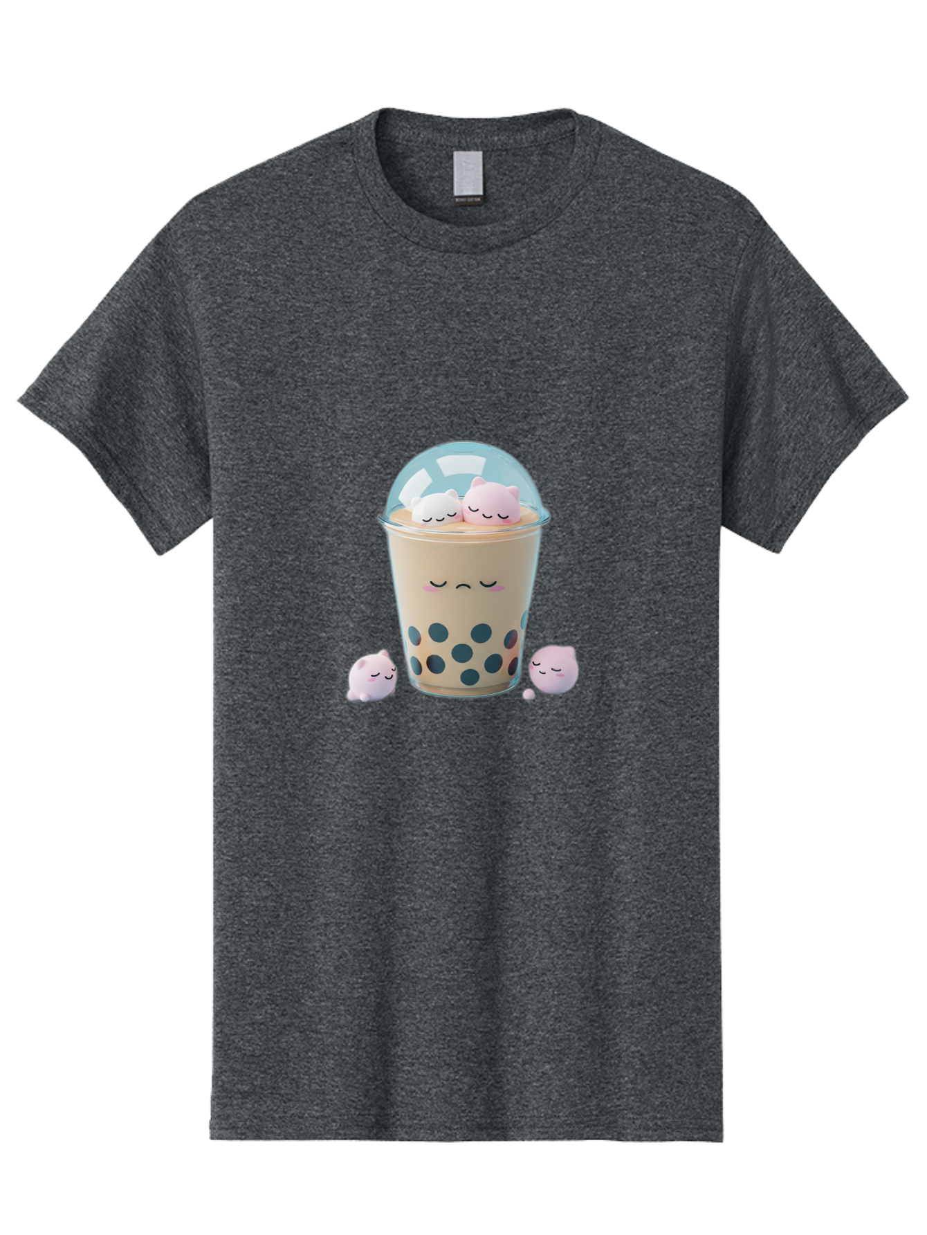 Bubble-Tea-2 Men'S Graphic Tee, 100% Cotton, Comfortable Casual Summer Wear, Machine Washable, Bubble Tea Drink, Milk Tea, Boba, Cute Beverage, Cartoon Illustration, Adorable Characters, Smiling Faces, Peaceful Atmosphere, Sweet Treats, Bac700