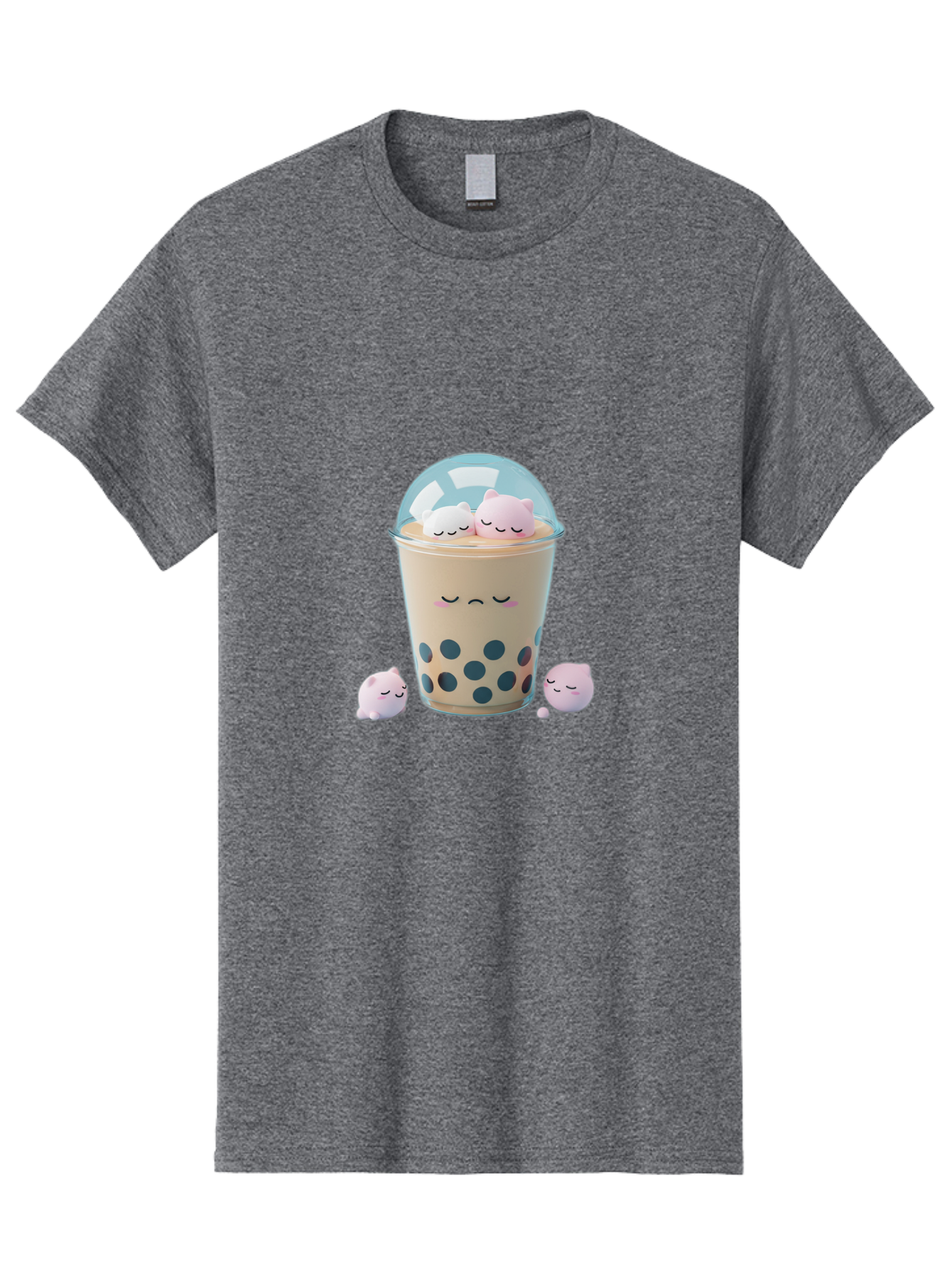 Bubble-Tea-2 Men'S Graphic Tee, 100% Cotton, Comfortable Casual Summer Wear, Machine Washable, Bubble Tea Drink, Milk Tea, Boba, Cute Beverage, Cartoon Illustration, Adorable Characters, Smiling Faces, Peaceful Atmosphere, Sweet Treats, Bac700