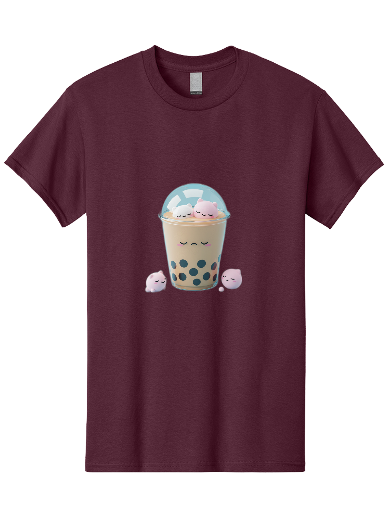 Bubble-Tea-2 Men'S Graphic Tee, 100% Cotton, Comfortable Casual Summer Wear, Machine Washable, Bubble Tea Drink, Milk Tea, Boba, Cute Beverage, Cartoon Illustration, Adorable Characters, Smiling Faces, Peaceful Atmosphere, Sweet Treats, Bac700