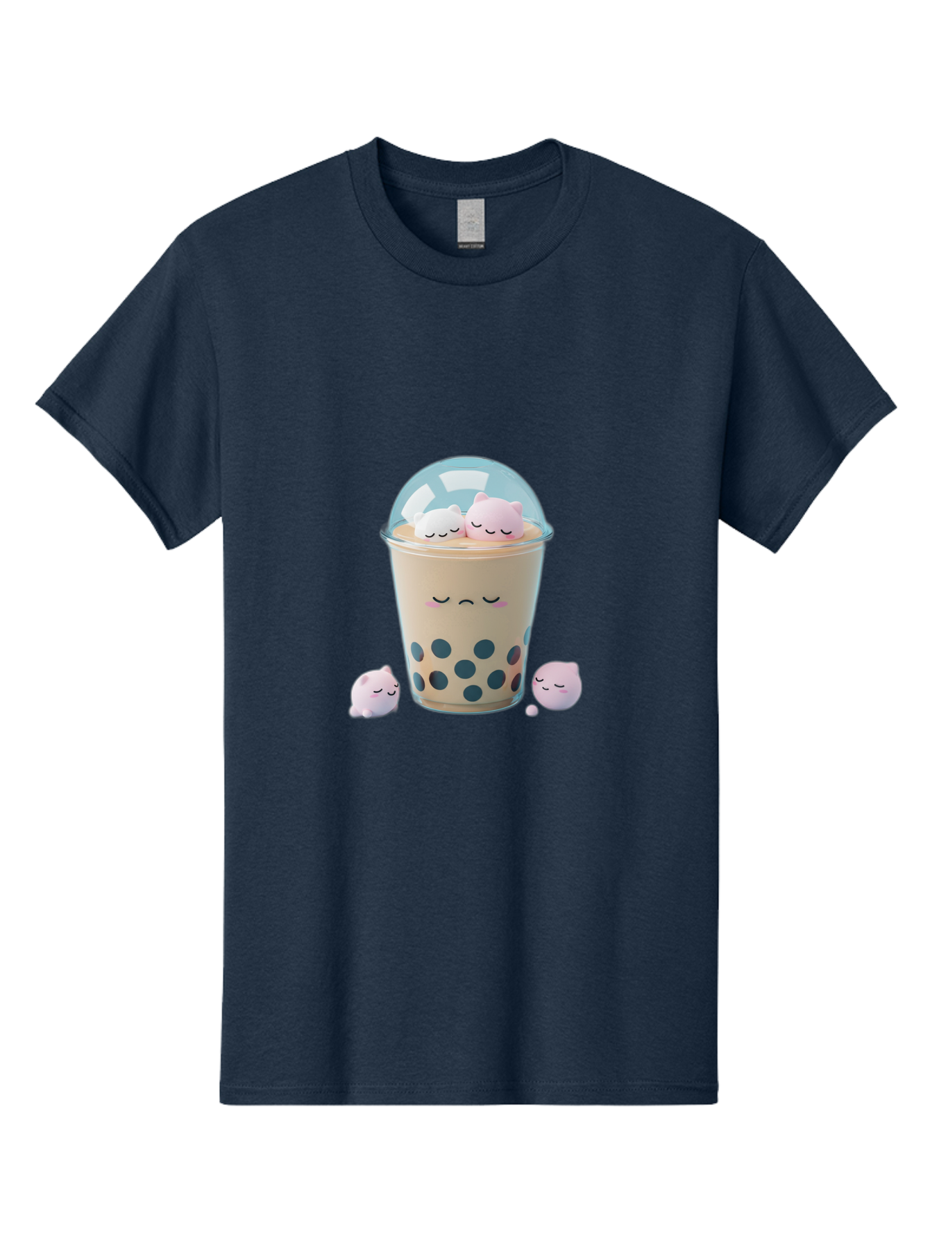 Bubble-Tea-2 Men'S Graphic Tee, 100% Cotton, Comfortable Casual Summer Wear, Machine Washable, Bubble Tea Drink, Milk Tea, Boba, Cute Beverage, Cartoon Illustration, Adorable Characters, Smiling Faces, Peaceful Atmosphere, Sweet Treats, Bac700