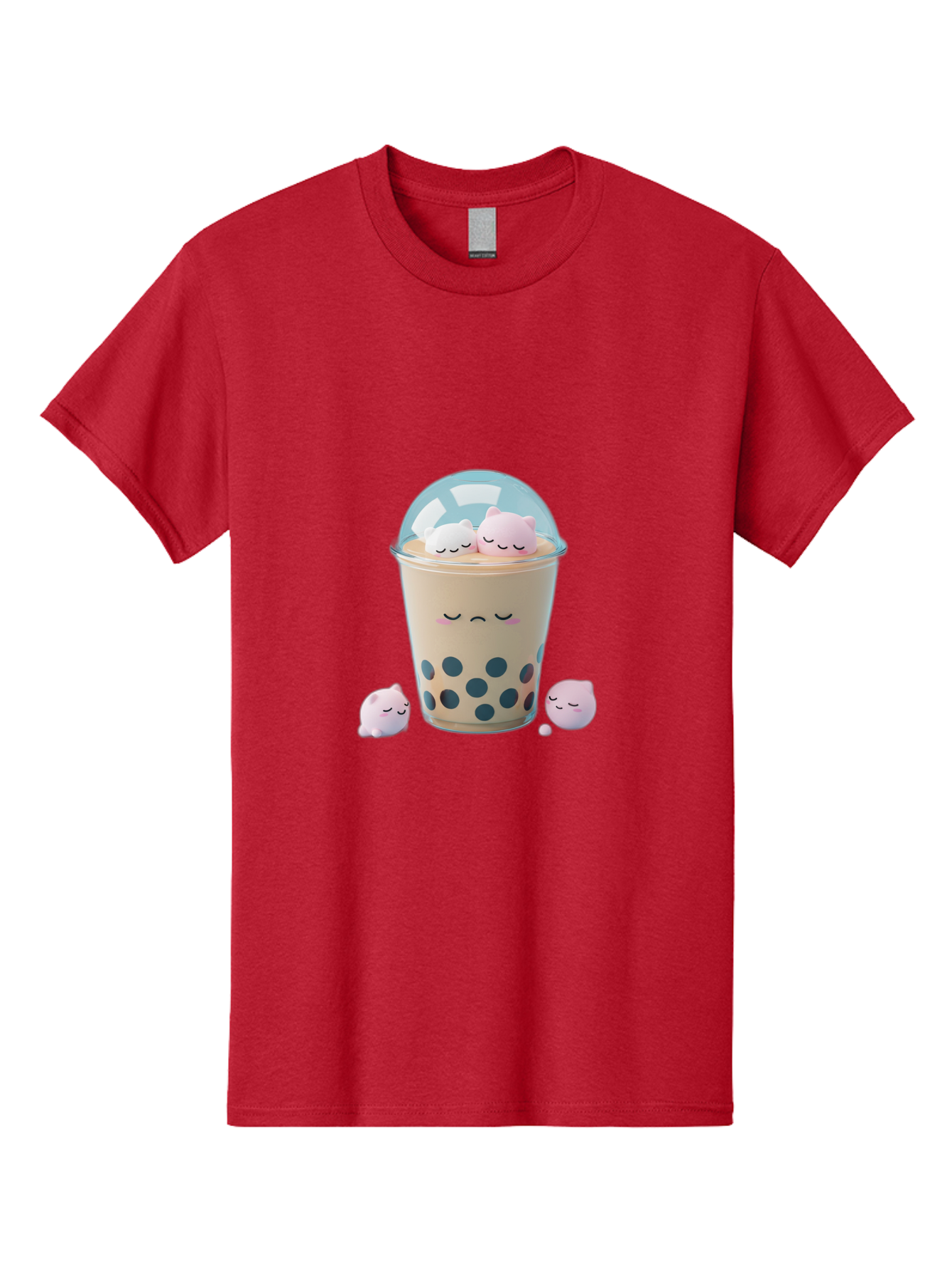 Bubble-Tea-2 Men'S Graphic Tee, 100% Cotton, Comfortable Casual Summer Wear, Machine Washable, Bubble Tea Drink, Milk Tea, Boba, Cute Beverage, Cartoon Illustration, Adorable Characters, Smiling Faces, Peaceful Atmosphere, Sweet Treats, Bac700