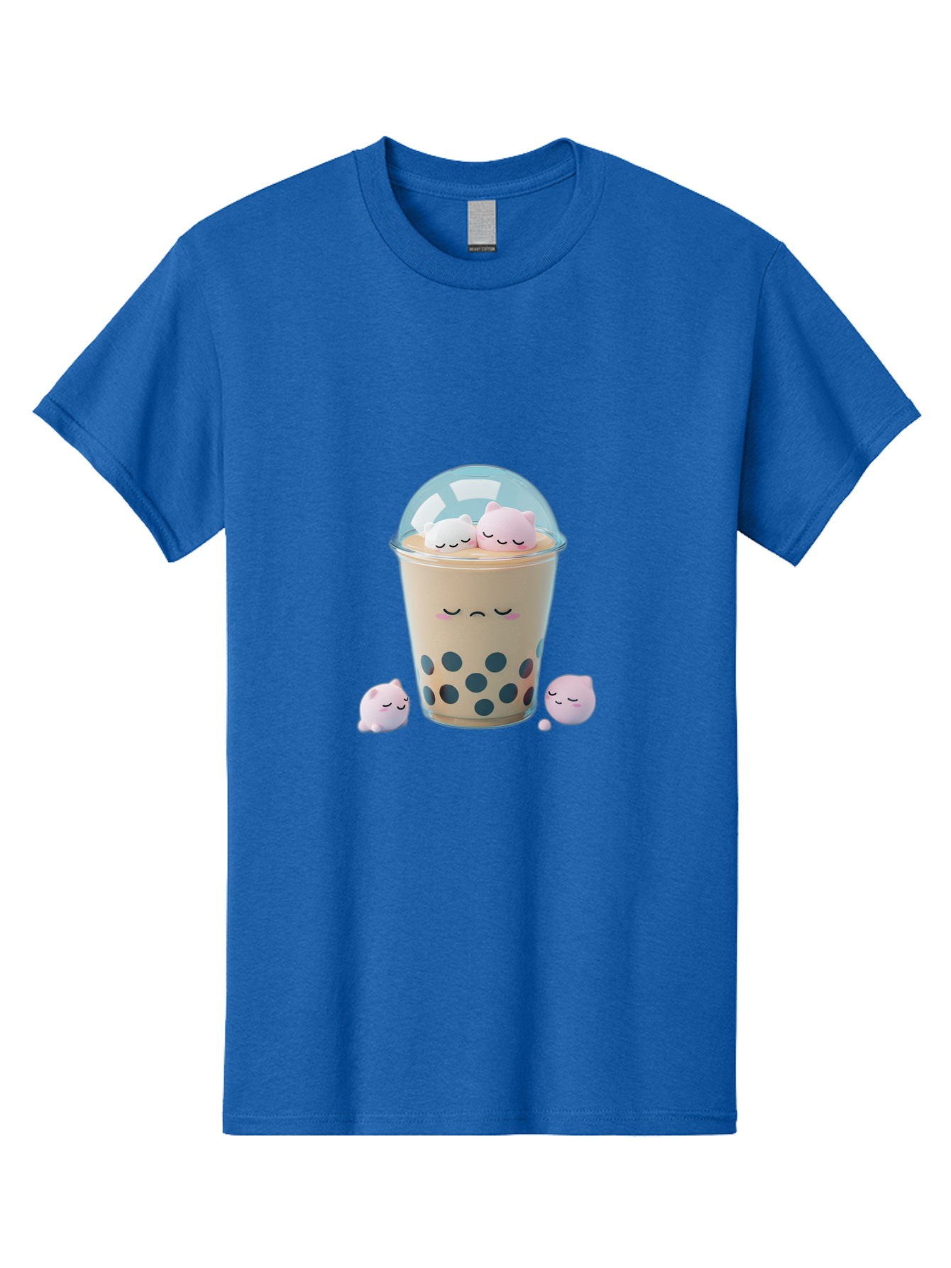 Bubble-Tea-2 Men'S Graphic Tee, 100% Cotton, Comfortable Casual Summer Wear, Machine Washable, Bubble Tea Drink, Milk Tea, Boba, Cute Beverage, Cartoon Illustration, Adorable Characters, Smiling Faces, Peaceful Atmosphere, Sweet Treats, Bac700
