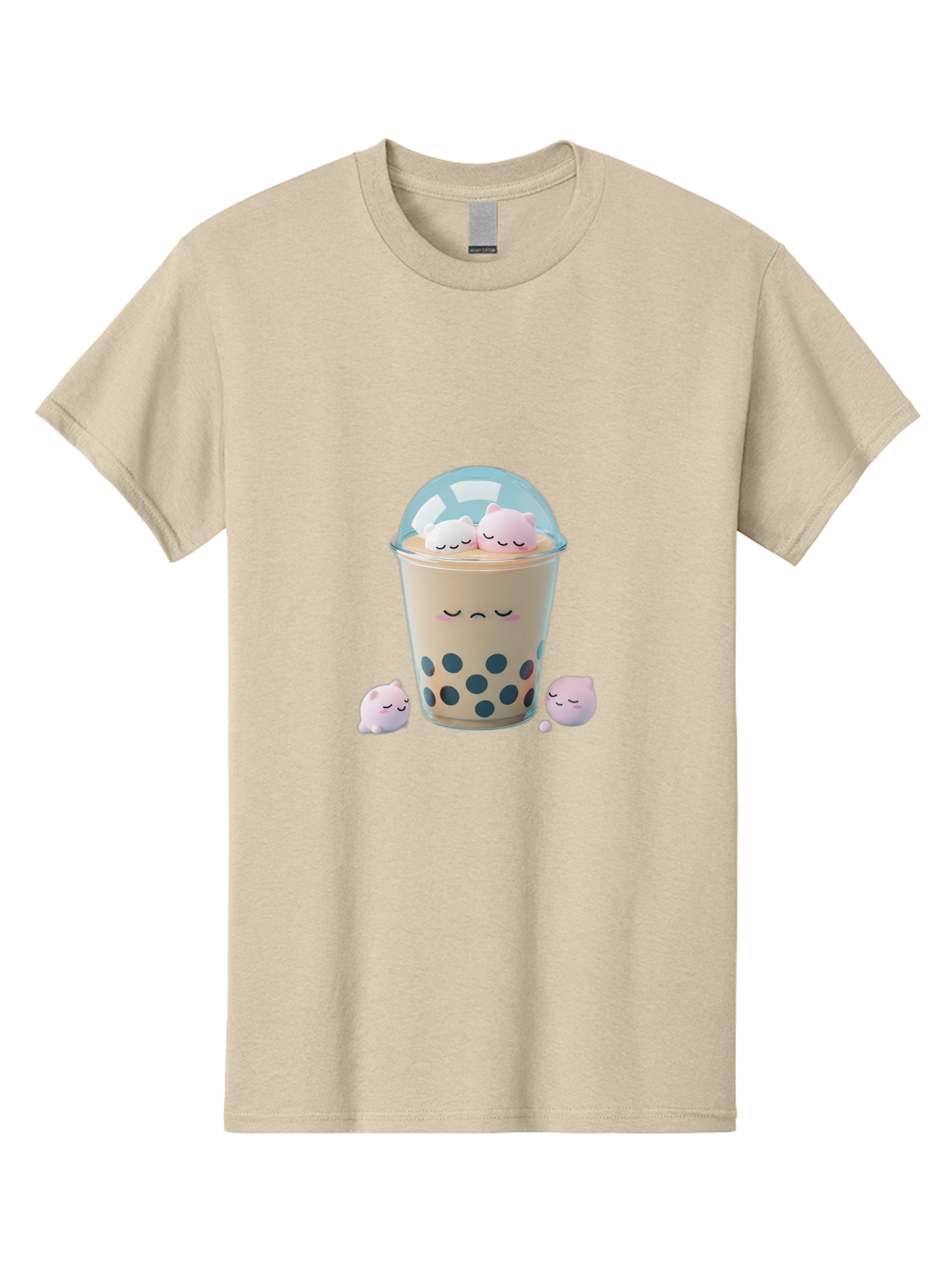 Bubble-Tea-2 Men'S Graphic Tee, 100% Cotton, Comfortable Casual Summer Wear, Machine Washable, Bubble Tea Drink, Milk Tea, Boba, Cute Beverage, Cartoon Illustration, Adorable Characters, Smiling Faces, Peaceful Atmosphere, Sweet Treats, Bac700