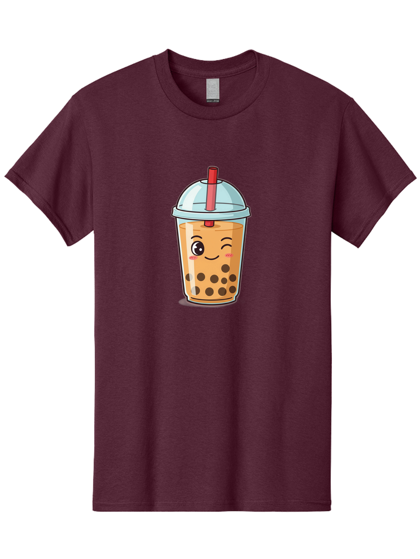 Bubble-Tea-23 Men'S Graphic Tee, 100% Cotton, Comfortable Casual Summer Wear, Machine Washable, Cartoon Boba Tea, Bubble Tea Drink, Animated Beverage, Smiling Face, Winking Eye, Cute Character, Boba Drink, Tea With Boba, Boba Love, Tea Culture Bac704