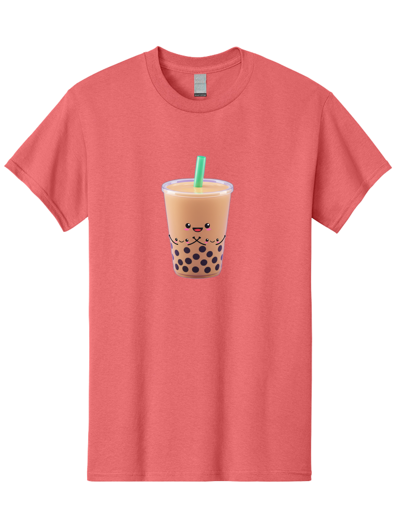 Bubble-Tea-3 Men'S Graphic Tee, 100% Cotton, Comfortable Casual Summer Wear, Machine Washable, Bubble Tea, Smiling Face, Cartoon Character, Milk Tea, Boba Drink, Tea With Straw, Adorable Design, Funny Illustration, Kawaii Culture, Boba Tea, Bac705
