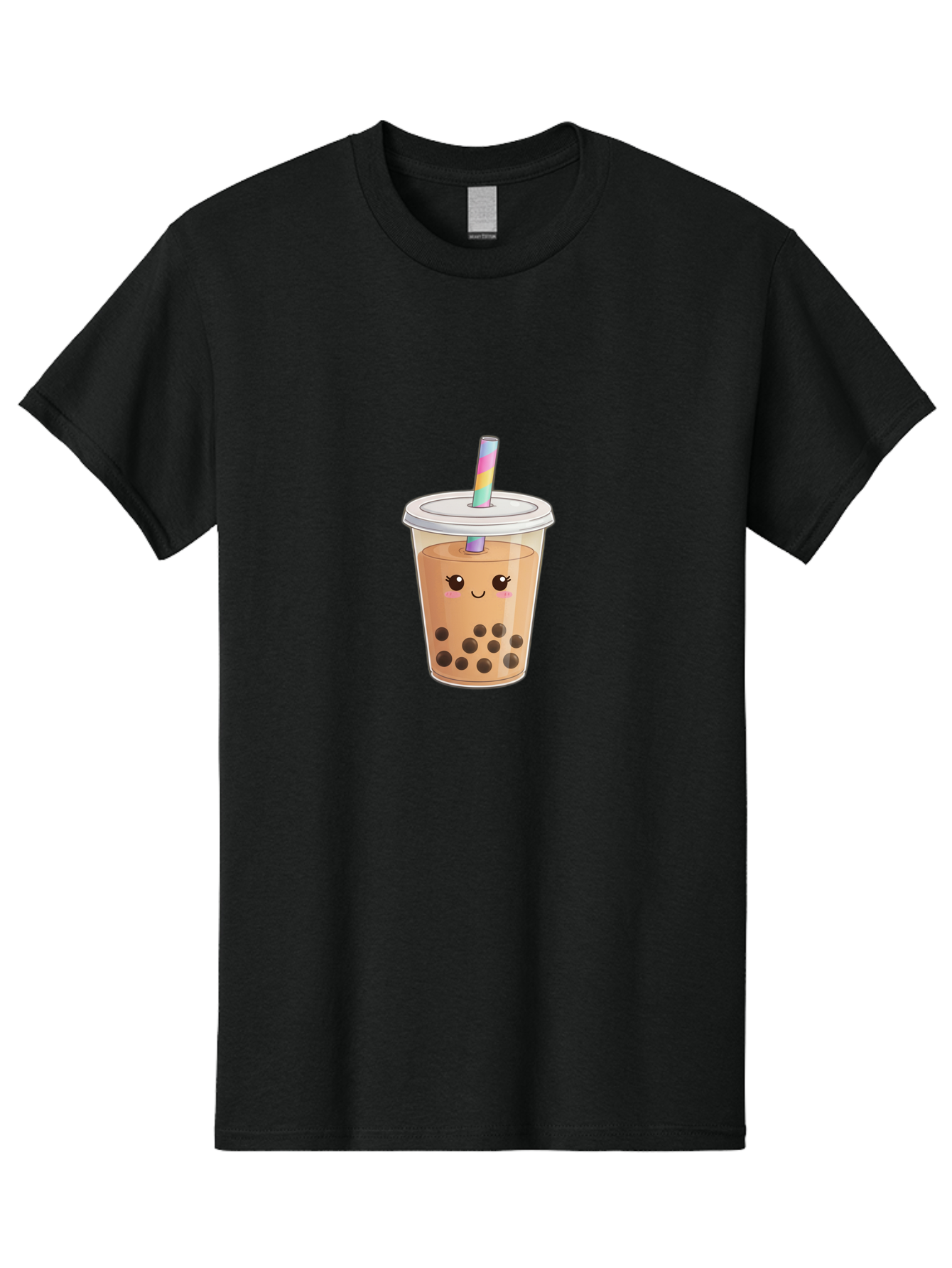 Bubble-Tea-4 Men'S Graphic Tee, 100% Cotton, Comfortable Casual Summer Wear, Machine Washable, Cute Boba Drink, Bubble Tea, Kawaii, Cartoon Beverage, Fun Straw, Adorable Face, Milk Tea, Tapioca Pearls, Smiling Drink, Playful Beverage, Bac706