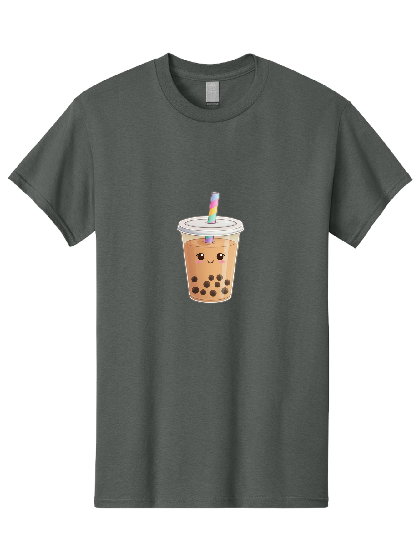 Bubble-Tea-4 Men'S Graphic Tee, 100% Cotton, Comfortable Casual Summer Wear, Machine Washable, Cute Boba Drink, Bubble Tea, Kawaii, Cartoon Beverage, Fun Straw, Adorable Face, Milk Tea, Tapioca Pearls, Smiling Drink, Playful Beverage, Bac706