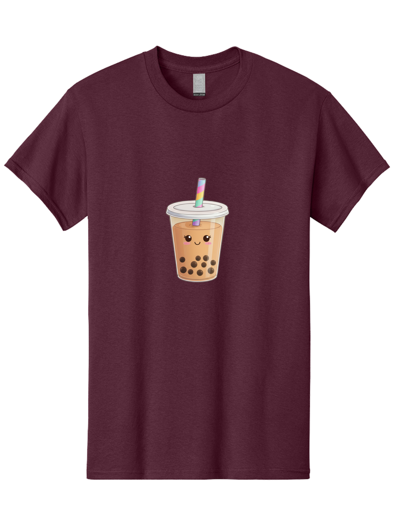 Bubble-Tea-4 Men'S Graphic Tee, 100% Cotton, Comfortable Casual Summer Wear, Machine Washable, Cute Boba Drink, Bubble Tea, Kawaii, Cartoon Beverage, Fun Straw, Adorable Face, Milk Tea, Tapioca Pearls, Smiling Drink, Playful Beverage, Bac706