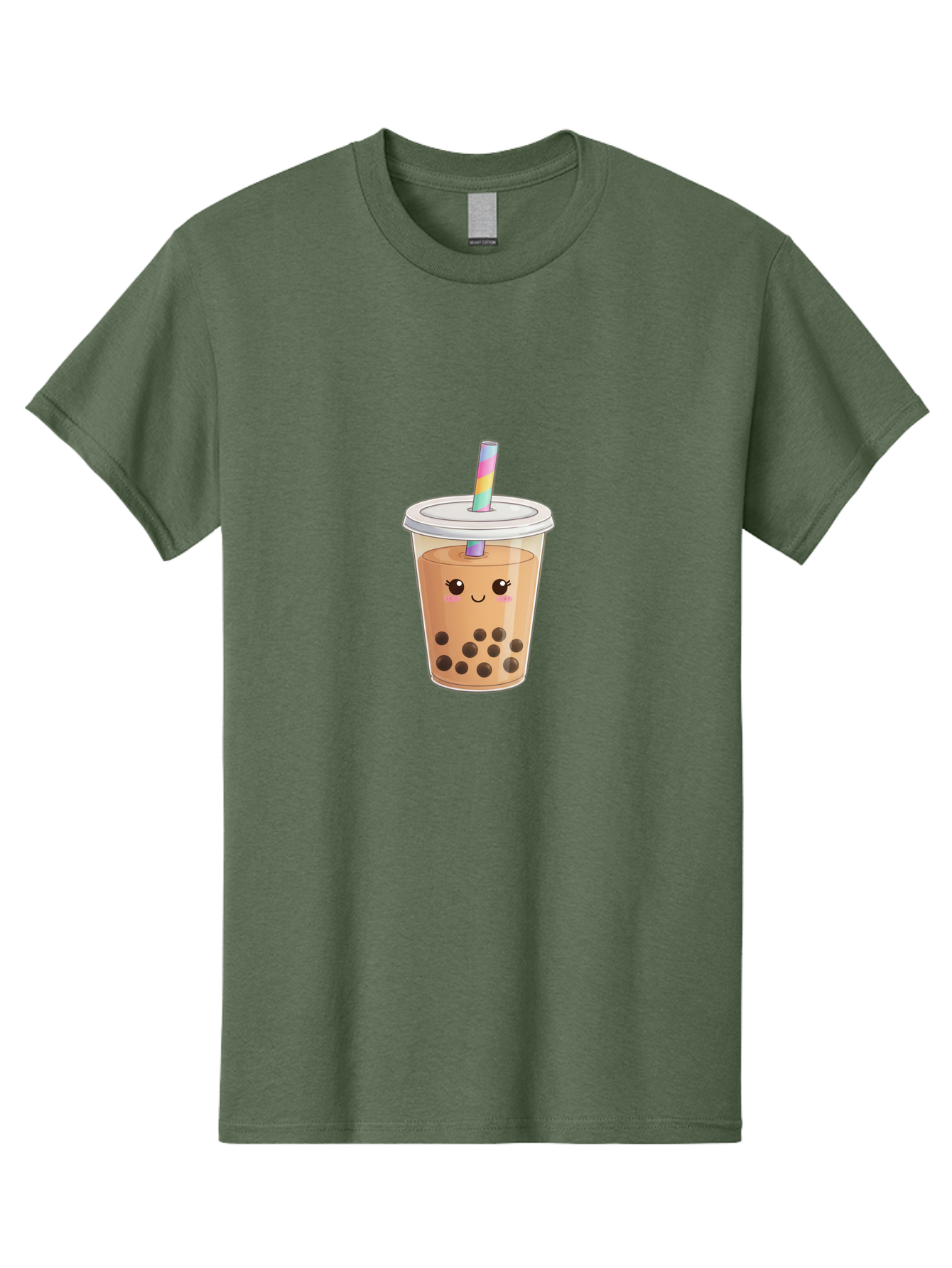Bubble-Tea-4 Men'S Graphic Tee, 100% Cotton, Comfortable Casual Summer Wear, Machine Washable, Cute Boba Drink, Bubble Tea, Kawaii, Cartoon Beverage, Fun Straw, Adorable Face, Milk Tea, Tapioca Pearls, Smiling Drink, Playful Beverage, Bac706