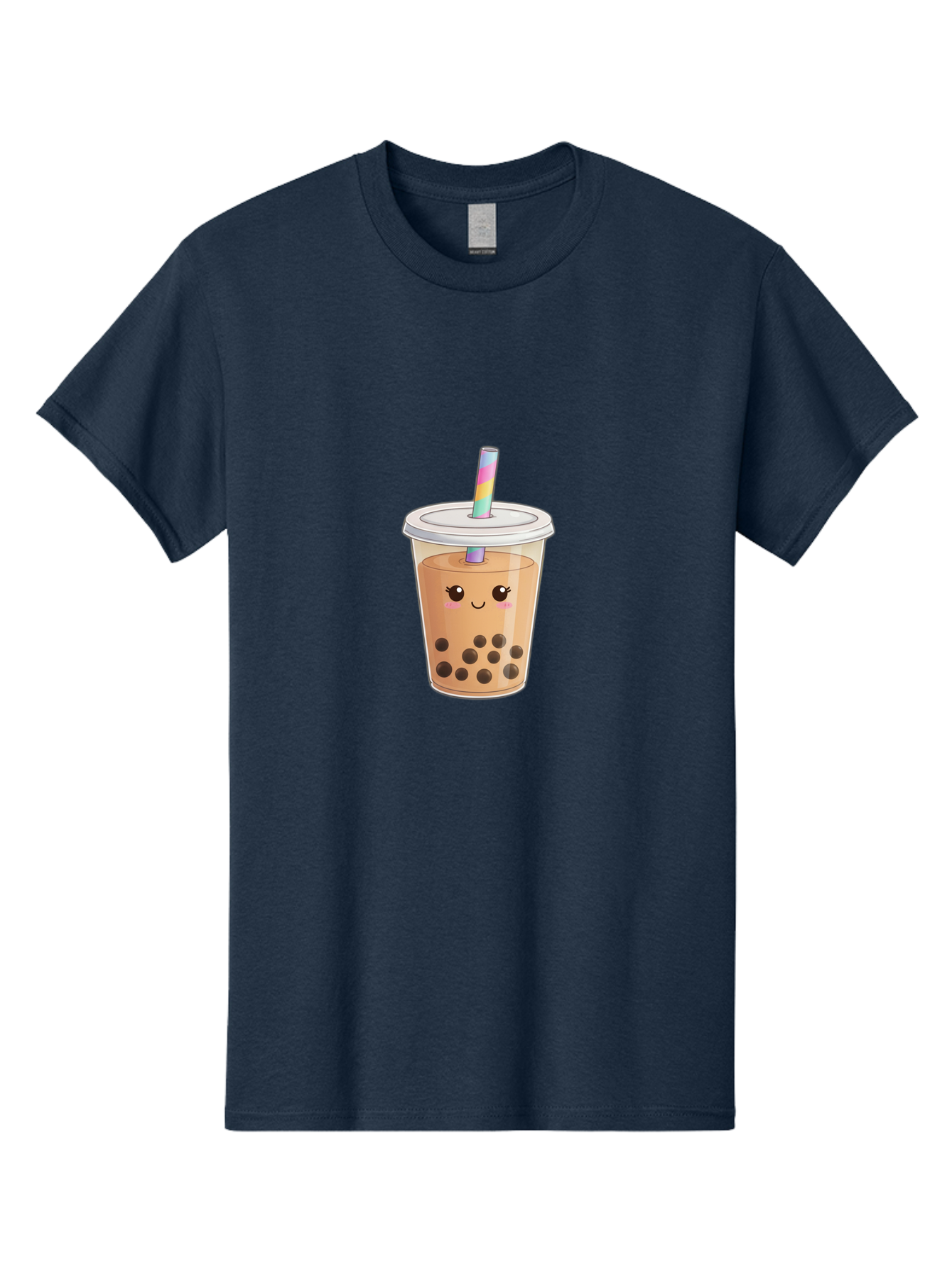 Bubble-Tea-4 Men'S Graphic Tee, 100% Cotton, Comfortable Casual Summer Wear, Machine Washable, Cute Boba Drink, Bubble Tea, Kawaii, Cartoon Beverage, Fun Straw, Adorable Face, Milk Tea, Tapioca Pearls, Smiling Drink, Playful Beverage, Bac706
