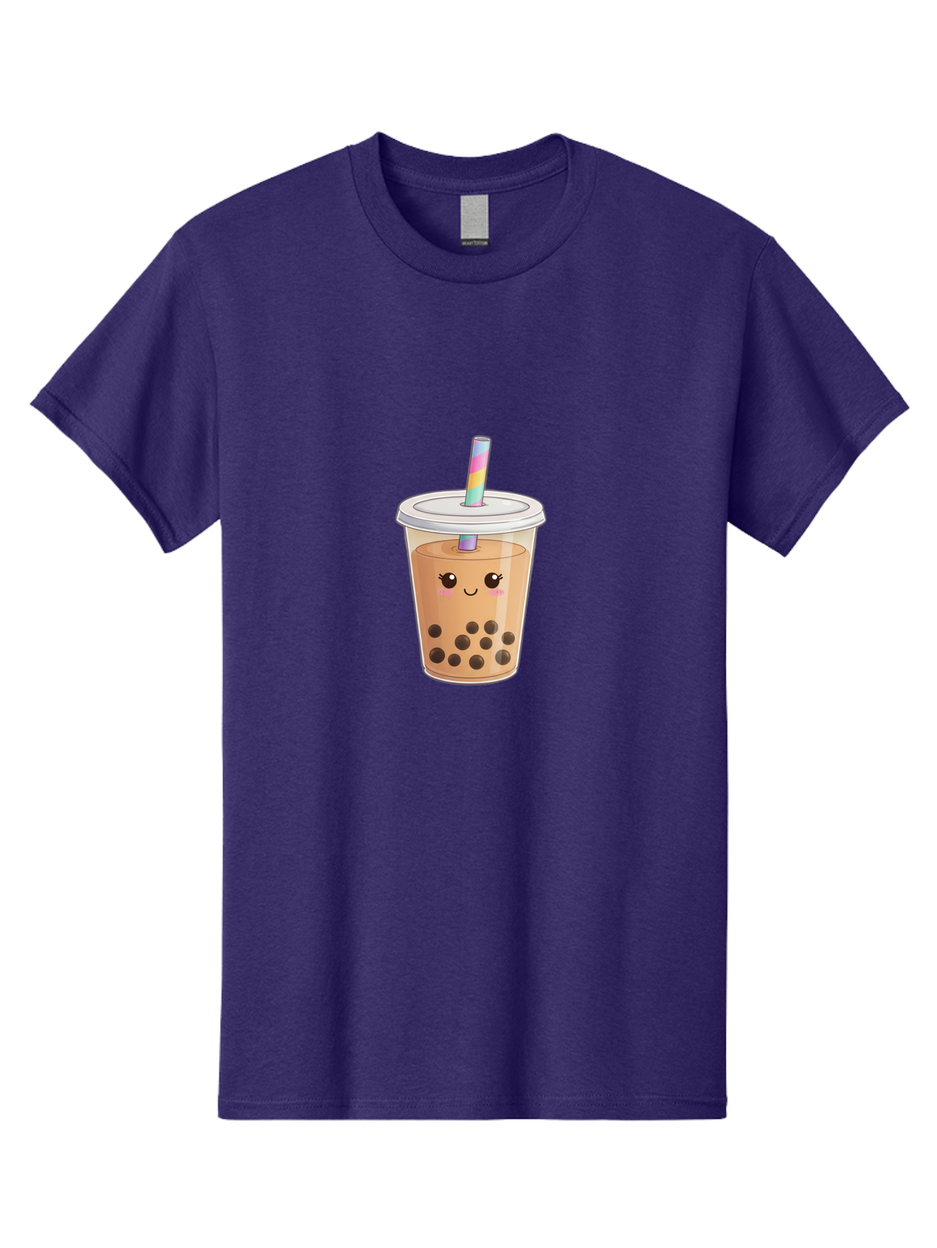 Bubble-Tea-4 Men'S Graphic Tee, 100% Cotton, Comfortable Casual Summer Wear, Machine Washable, Cute Boba Drink, Bubble Tea, Kawaii, Cartoon Beverage, Fun Straw, Adorable Face, Milk Tea, Tapioca Pearls, Smiling Drink, Playful Beverage, Bac706