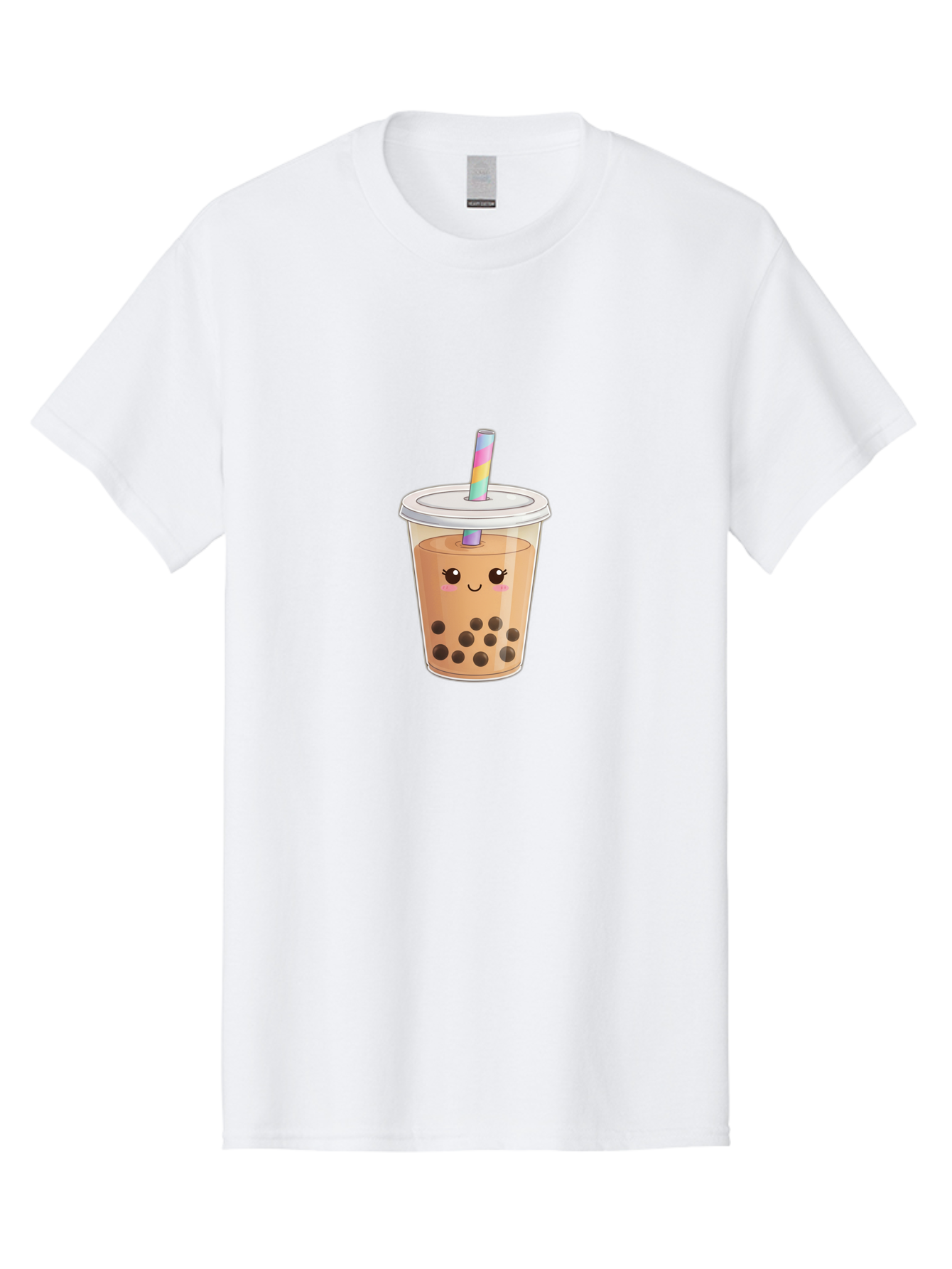 Bubble-Tea-4 Men'S Graphic Tee, 100% Cotton, Comfortable Casual Summer Wear, Machine Washable, Cute Boba Drink, Bubble Tea, Kawaii, Cartoon Beverage, Fun Straw, Adorable Face, Milk Tea, Tapioca Pearls, Smiling Drink, Playful Beverage, Bac706