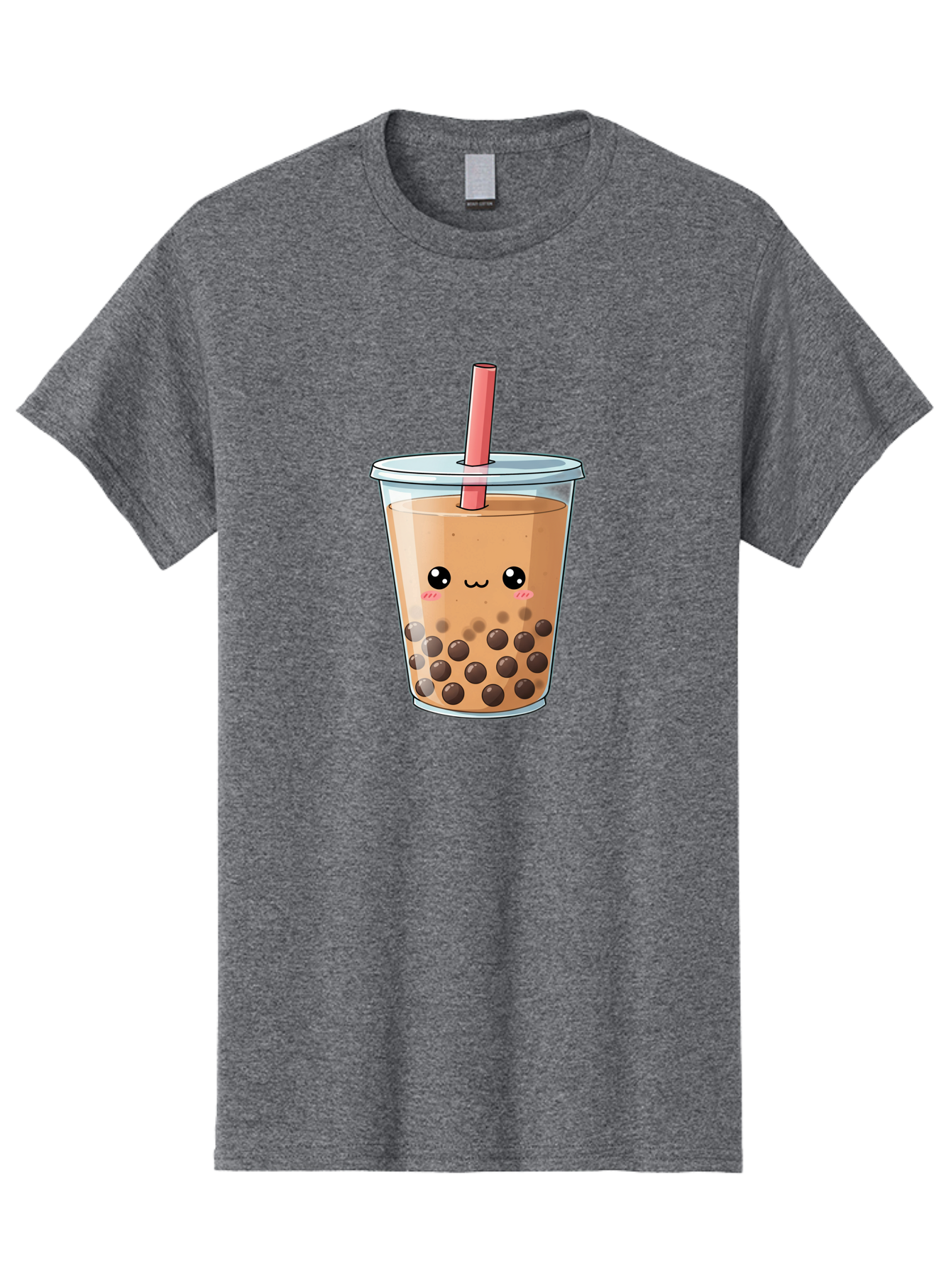 Bubble-Tea-5 Men'S Graphic Tee, 100% Cotton, Comfortable Casual Summer Wear, Machine Washable, Boba Tea, Milk Tea, Bubble Tea, Cute Drink, Cartoon Character, Adorable Face, Happy Expression, Brown Bubbles, Pink Straw, Iced Tea, Tea Culture, Bac707