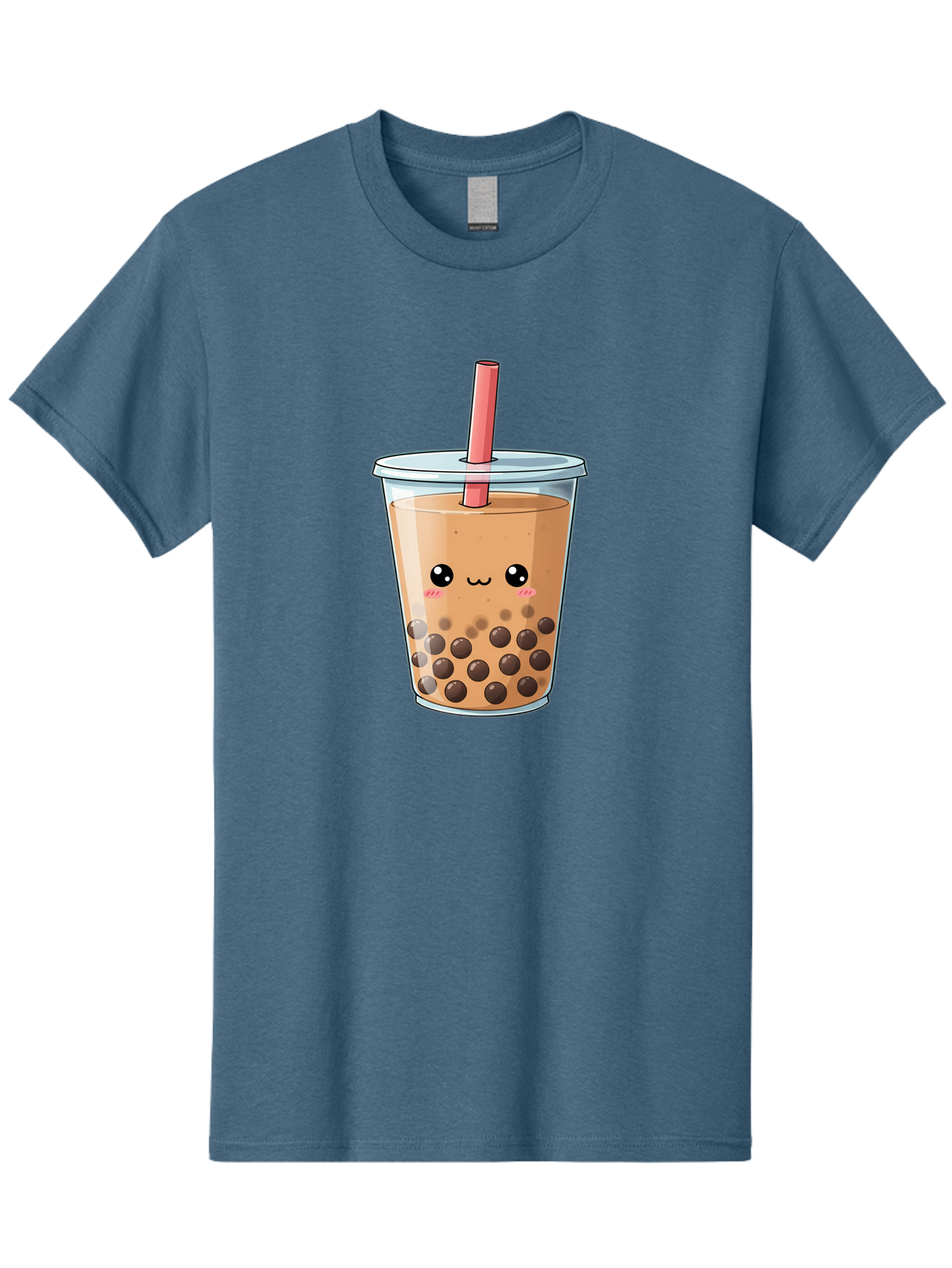 Bubble-Tea-5 Men'S Graphic Tee, 100% Cotton, Comfortable Casual Summer Wear, Machine Washable, Boba Tea, Milk Tea, Bubble Tea, Cute Drink, Cartoon Character, Adorable Face, Happy Expression, Brown Bubbles, Pink Straw, Iced Tea, Tea Culture, Bac707