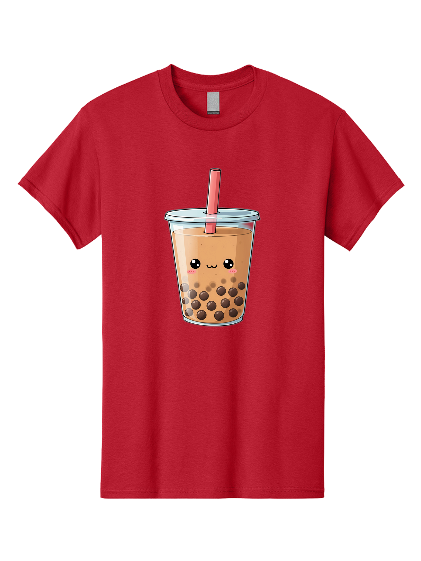 Bubble-Tea-5 Men'S Graphic Tee, 100% Cotton, Comfortable Casual Summer Wear, Machine Washable, Boba Tea, Milk Tea, Bubble Tea, Cute Drink, Cartoon Character, Adorable Face, Happy Expression, Brown Bubbles, Pink Straw, Iced Tea, Tea Culture, Bac707