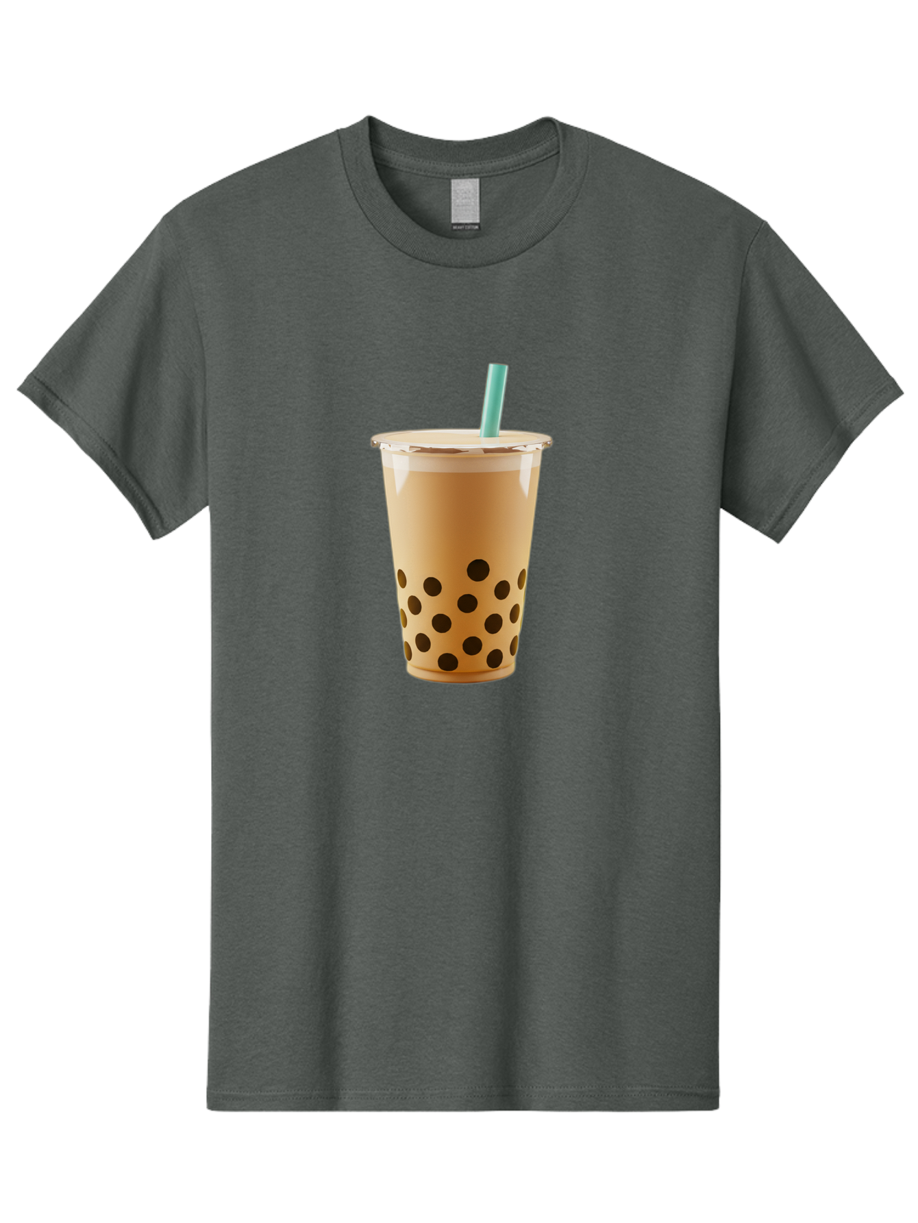 Bubble-Tea-7 Men'S Graphic Tee, 100% Cotton, Comfortable Casual Summer Wear, Machine Washable, Bubble Milk Tea, Boba Drink, Iced Tea, Creamy Texture, Black Tapioca Pearls, Takeout Cup, Blue Straw, Refreshing Beverage, Popular Drink Bac709
