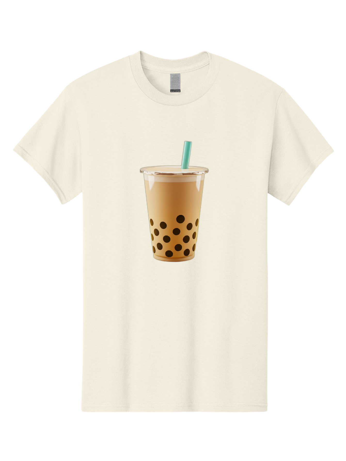 Bubble-Tea-7 Men'S Graphic Tee, 100% Cotton, Comfortable Casual Summer Wear, Machine Washable, Bubble Milk Tea, Boba Drink, Iced Tea, Creamy Texture, Black Tapioca Pearls, Takeout Cup, Blue Straw, Refreshing Beverage, Popular Drink Bac709