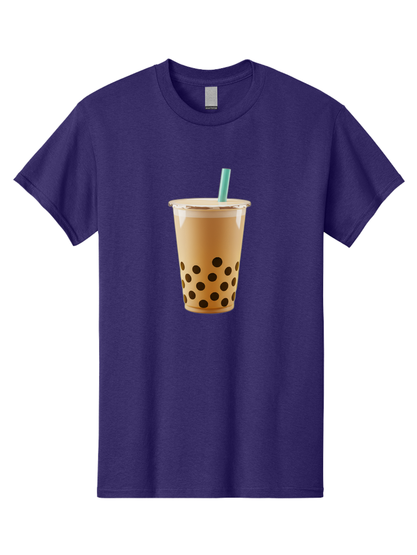 Bubble-Tea-7 Men'S Graphic Tee, 100% Cotton, Comfortable Casual Summer Wear, Machine Washable, Bubble Milk Tea, Boba Drink, Iced Tea, Creamy Texture, Black Tapioca Pearls, Takeout Cup, Blue Straw, Refreshing Beverage, Popular Drink Bac709