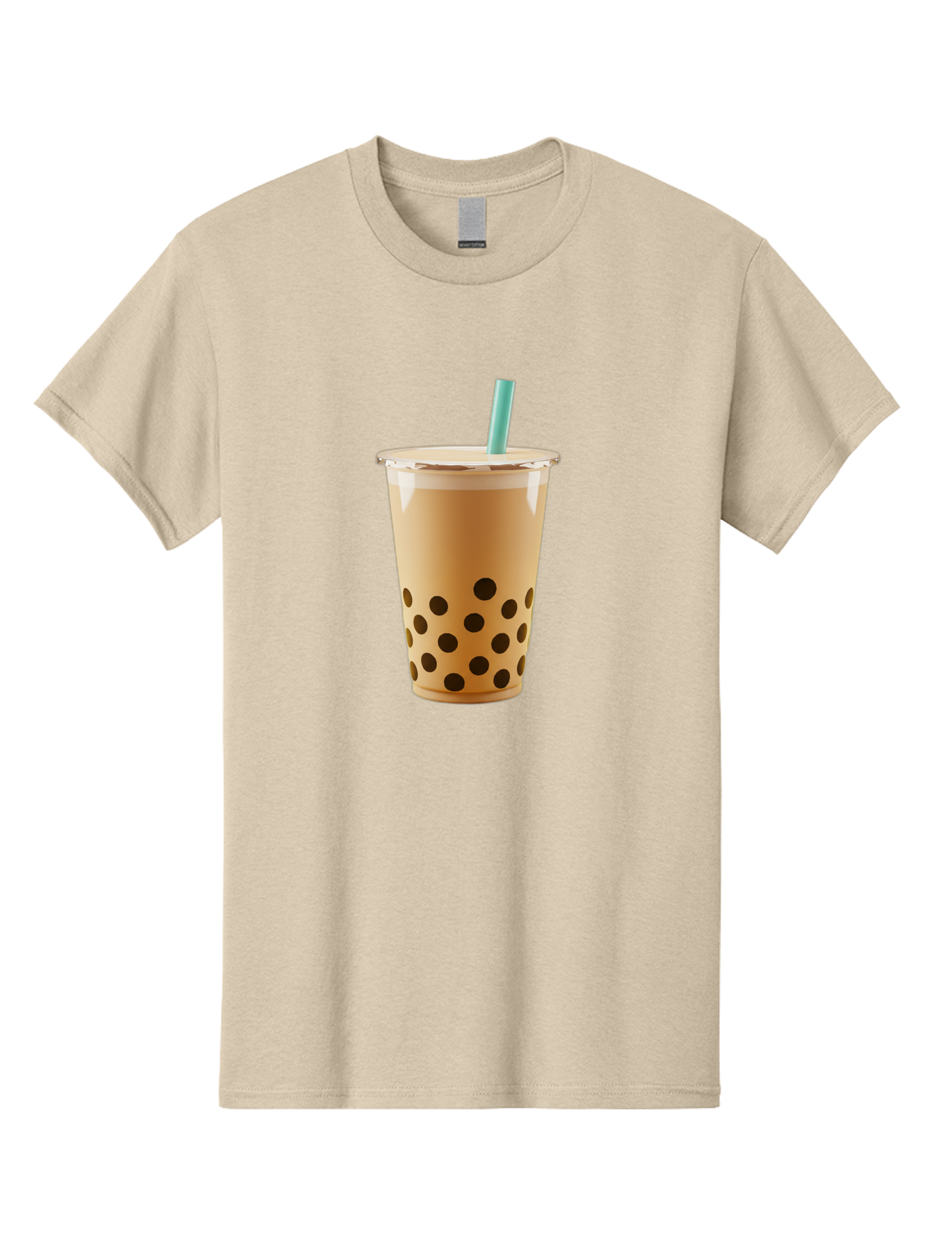 Bubble-Tea-7 Men'S Graphic Tee, 100% Cotton, Comfortable Casual Summer Wear, Machine Washable, Bubble Milk Tea, Boba Drink, Iced Tea, Creamy Texture, Black Tapioca Pearls, Takeout Cup, Blue Straw, Refreshing Beverage, Popular Drink Bac709