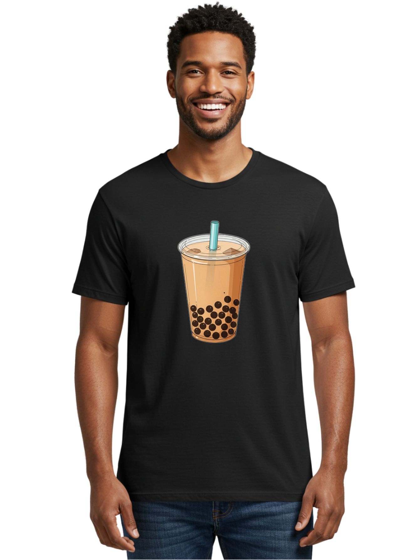 Bubble-Tea-9 Men'S Graphic Tee, 100% Cotton, Comfortable Casual Summer Wear, Machine Washable, Bubble Tea, Milk Tea, Boba, Tapioca Pearls, Takeout Cup, Plastic Straw, Refreshing Drink, Trendy Beverage, Asian-Inspired Bac711