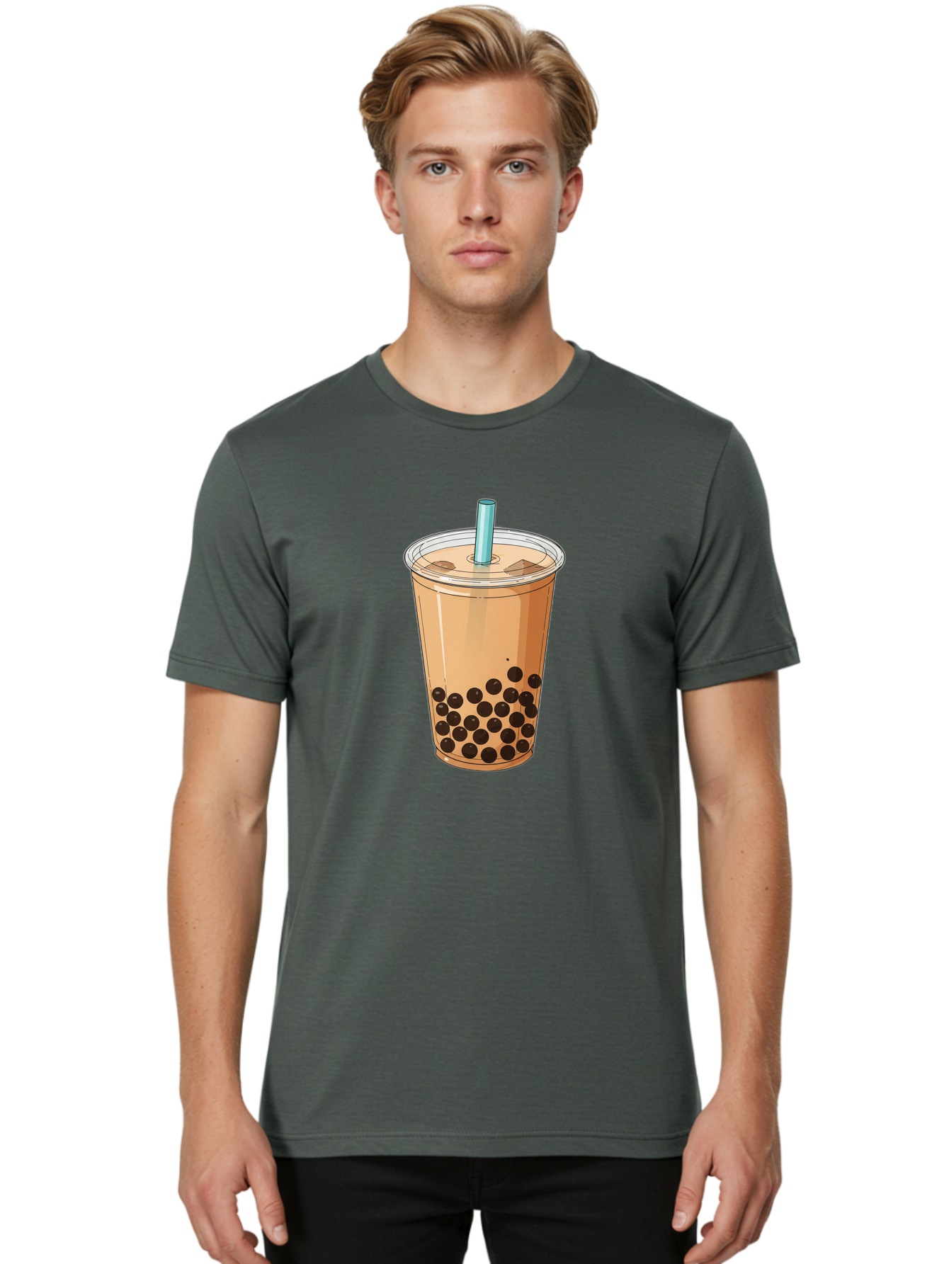 Bubble-Tea-9 Men'S Graphic Tee, 100% Cotton, Comfortable Casual Summer Wear, Machine Washable, Bubble Tea, Milk Tea, Boba, Tapioca Pearls, Takeout Cup, Plastic Straw, Refreshing Drink, Trendy Beverage, Asian-Inspired Bac711