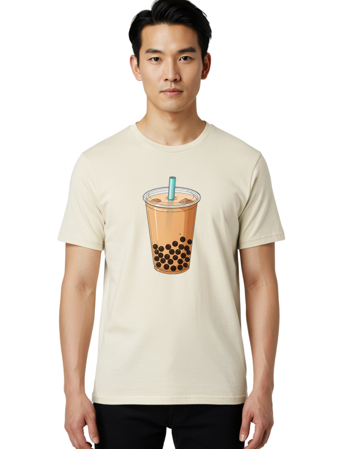 Bubble-Tea-9 Men'S Graphic Tee, 100% Cotton, Comfortable Casual Summer Wear, Machine Washable, Bubble Tea, Milk Tea, Boba, Tapioca Pearls, Takeout Cup, Plastic Straw, Refreshing Drink, Trendy Beverage, Asian-Inspired Bac711