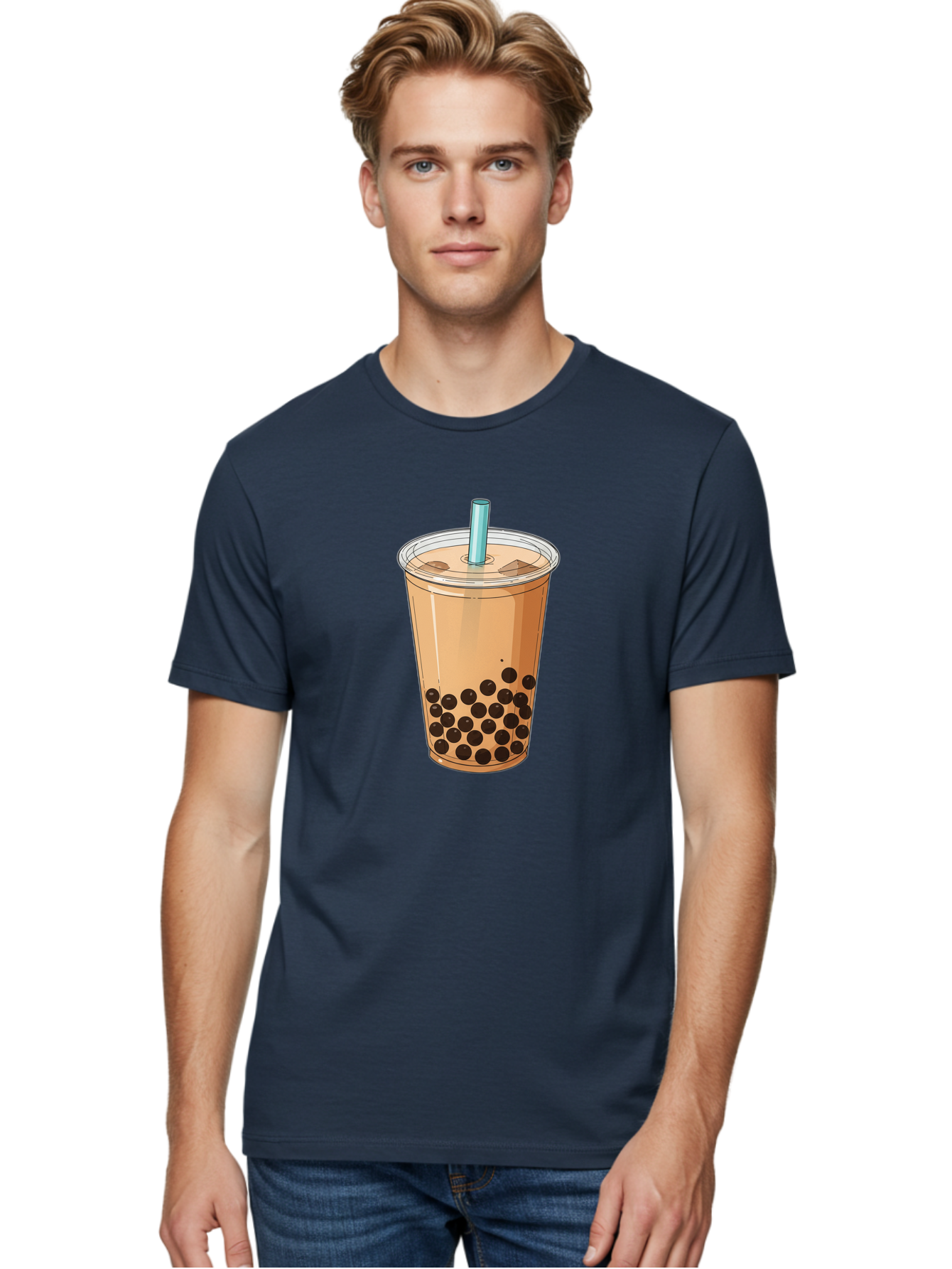 Bubble-Tea-9 Men'S Graphic Tee, 100% Cotton, Comfortable Casual Summer Wear, Machine Washable, Bubble Tea, Milk Tea, Boba, Tapioca Pearls, Takeout Cup, Plastic Straw, Refreshing Drink, Trendy Beverage, Asian-Inspired Bac711