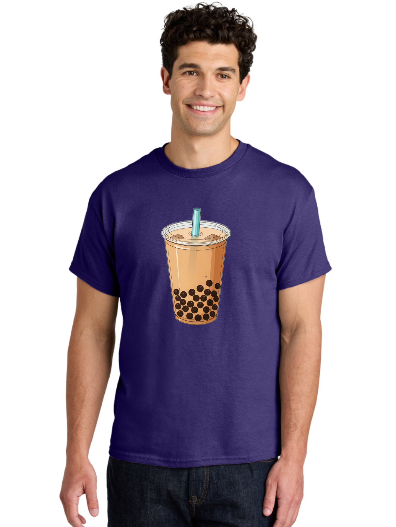 Bubble-Tea-9 Men'S Graphic Tee, 100% Cotton, Comfortable Casual Summer Wear, Machine Washable, Bubble Tea, Milk Tea, Boba, Tapioca Pearls, Takeout Cup, Plastic Straw, Refreshing Drink, Trendy Beverage, Asian-Inspired Bac711