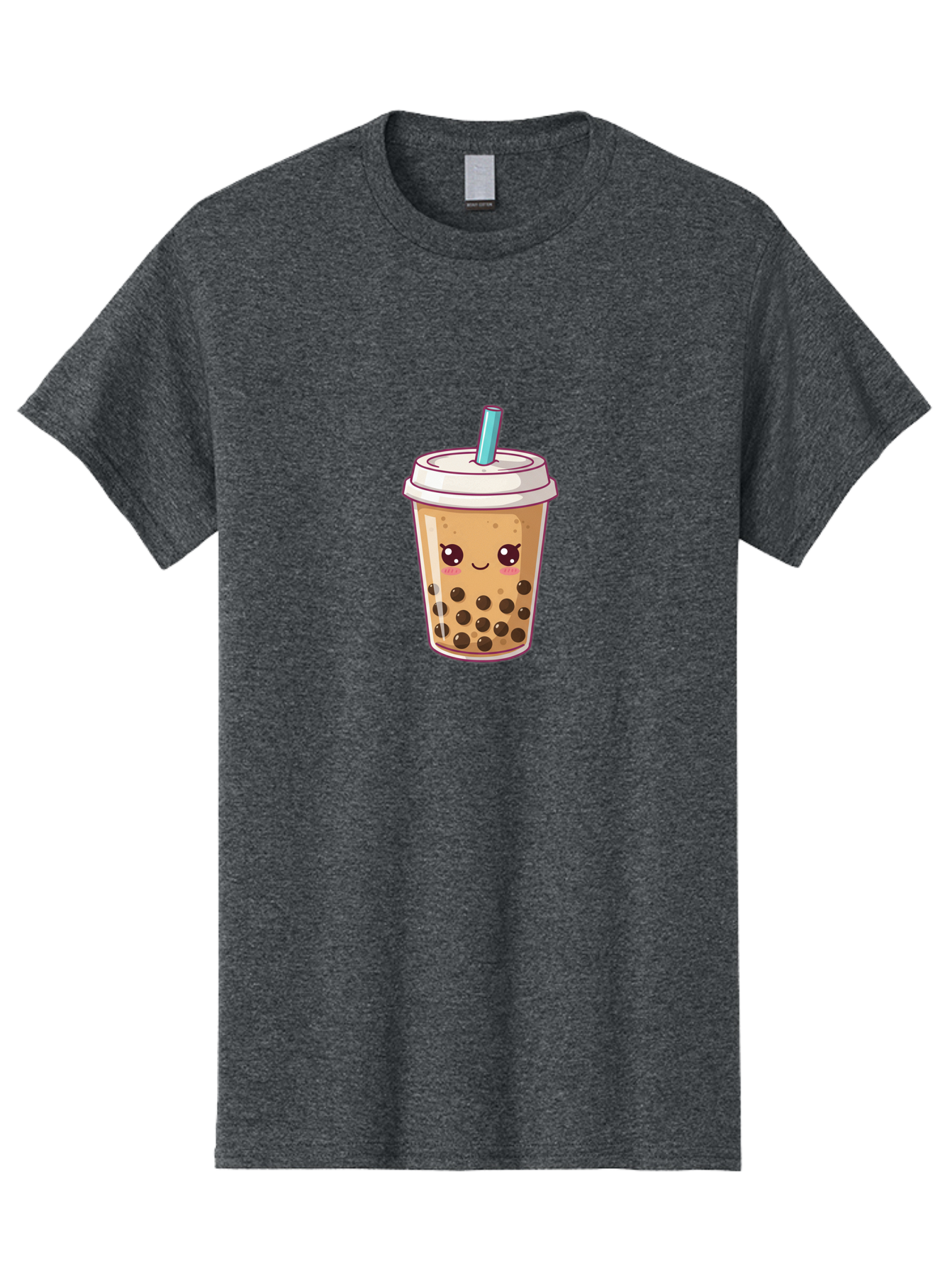 Bubble-Tea Men'S Graphic Tee, 100% Cotton, Comfortable Casual Summer Wear, Machine Washable, Cartoon Bubble Tea, Milk Tea With Boba, Bubble Tea Drink, Kawaii Drink, Cute Beverage, Boba Tea, Tea With Straw, Smiling Drink Bac714