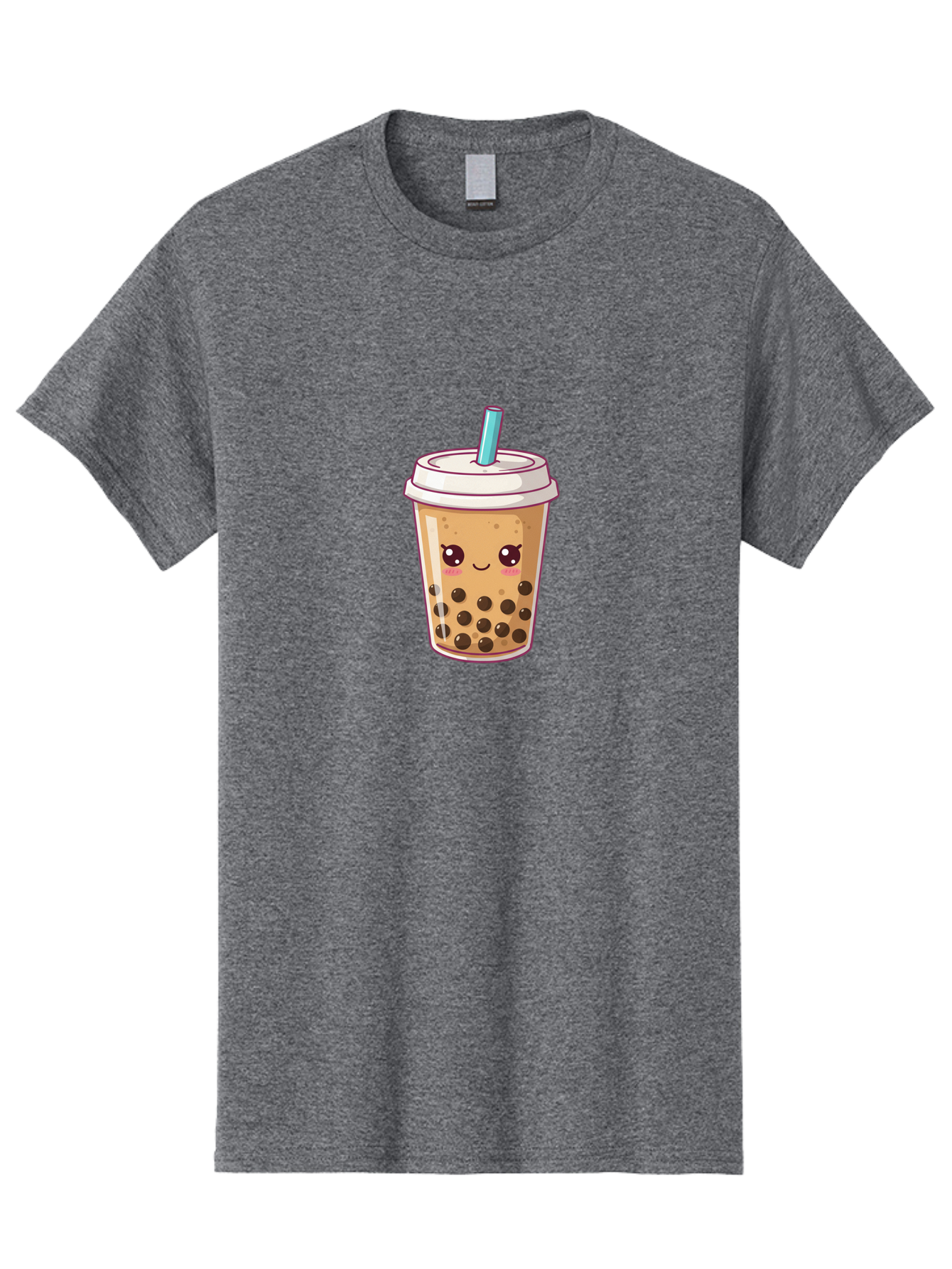 Bubble-Tea Men'S Graphic Tee, 100% Cotton, Comfortable Casual Summer Wear, Machine Washable, Cartoon Bubble Tea, Milk Tea With Boba, Bubble Tea Drink, Kawaii Drink, Cute Beverage, Boba Tea, Tea With Straw, Smiling Drink Bac714
