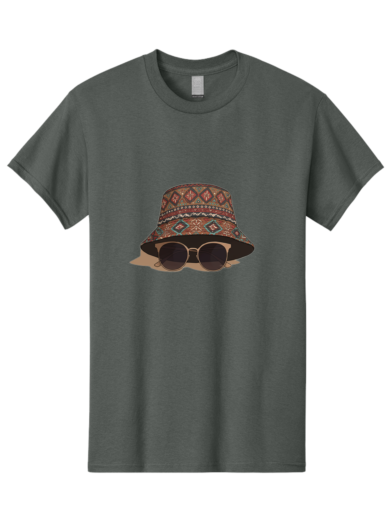 Bucket-Hat-Sunglasses-1 Men'S Graphic Tee, 100% Cotton, Comfortable Casual Summer Wear, Machine Washable, Boho Chic Style, Sunglasses, Hat Fashion, Summer Vibes, Trendy Sunglasses, Fashion Accessory, Stylish Hat Bac717