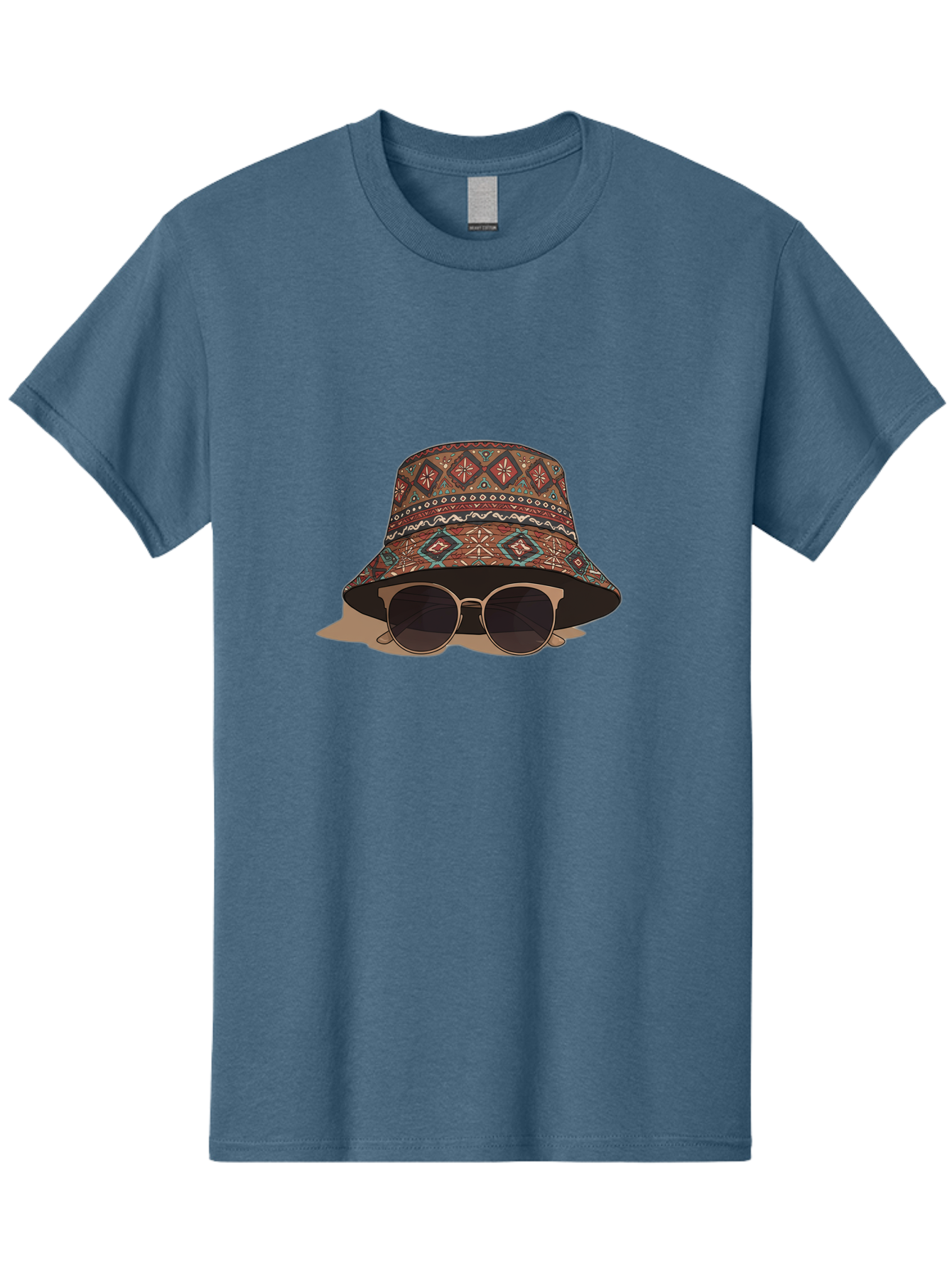 Bucket-Hat-Sunglasses-1 Men'S Graphic Tee, 100% Cotton, Comfortable Casual Summer Wear, Machine Washable, Boho Chic Style, Sunglasses, Hat Fashion, Summer Vibes, Trendy Sunglasses, Fashion Accessory, Stylish Hat Bac717