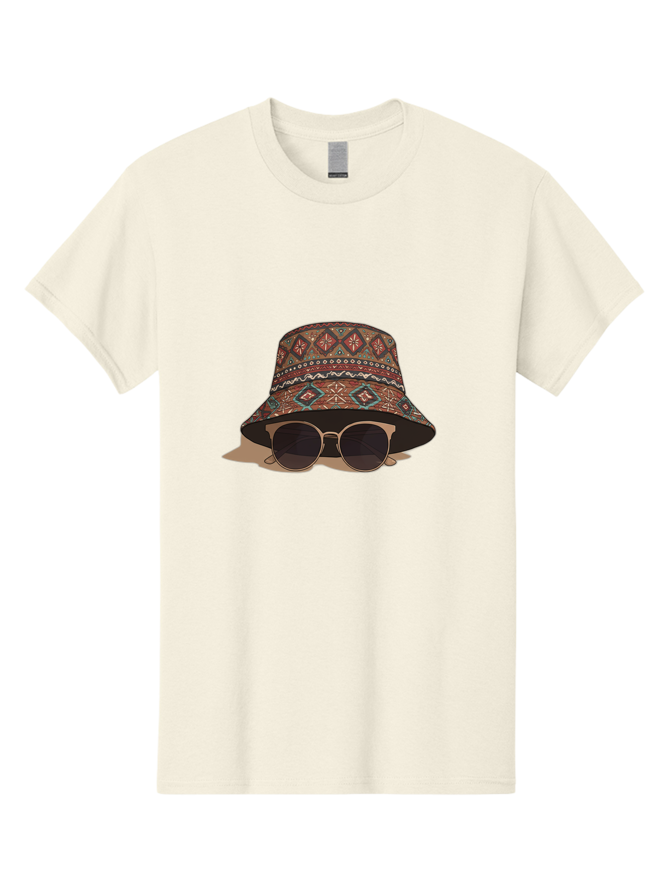Bucket-Hat-Sunglasses-1 Men'S Graphic Tee, 100% Cotton, Comfortable Casual Summer Wear, Machine Washable, Boho Chic Style, Sunglasses, Hat Fashion, Summer Vibes, Trendy Sunglasses, Fashion Accessory, Stylish Hat Bac717