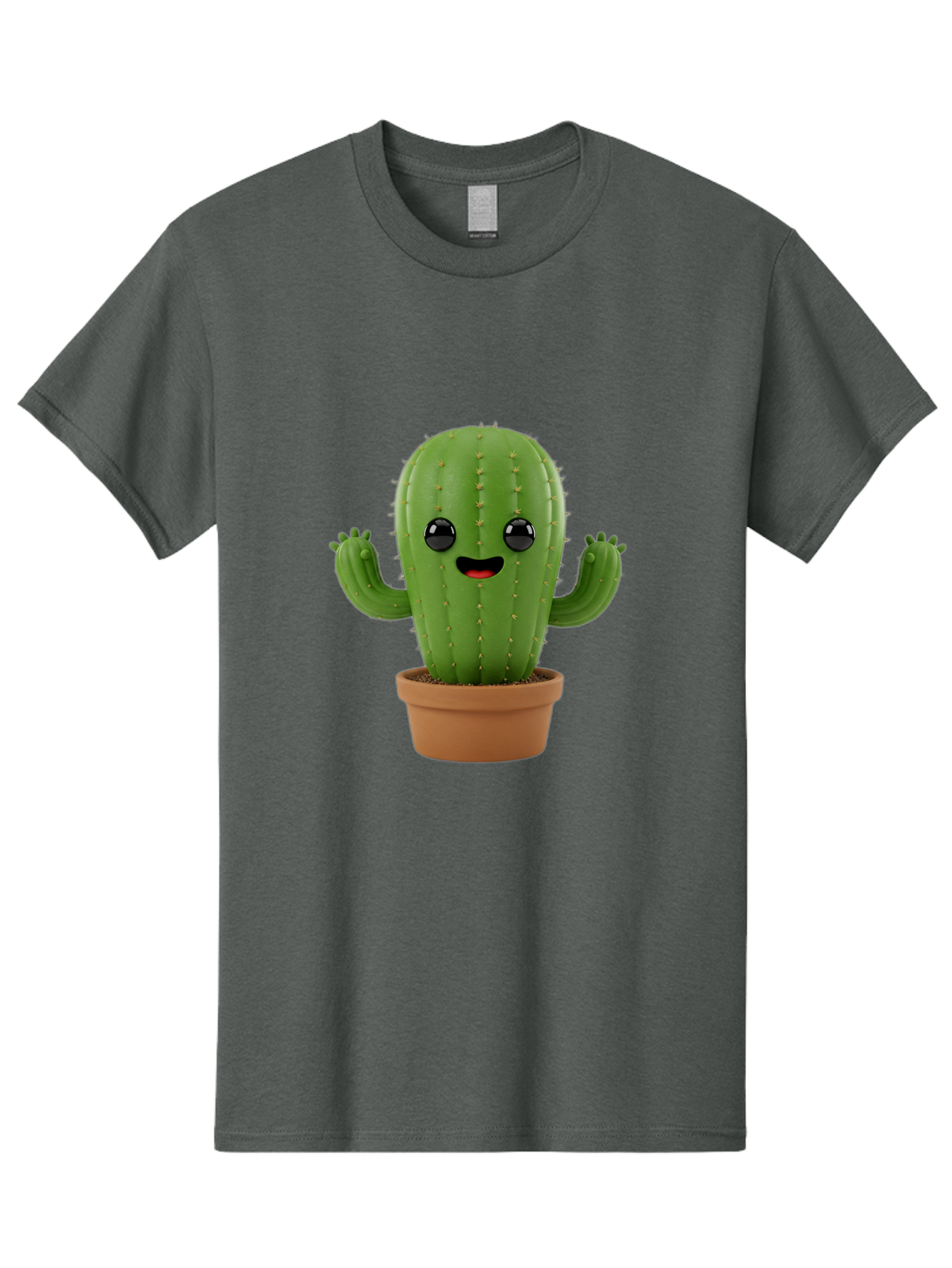 Cactus-3 Men'S Graphic Tee, 100% Cotton, Comfortable Casual Summer Wear, Machine Washable, Cartoon Cactus, Potted Cactus, Playful Plant, Friendly Cactus, Adorable Character, Quirky Decoration, Digital Art, Fun Design, Happy Face, Cartoon Style Bac725