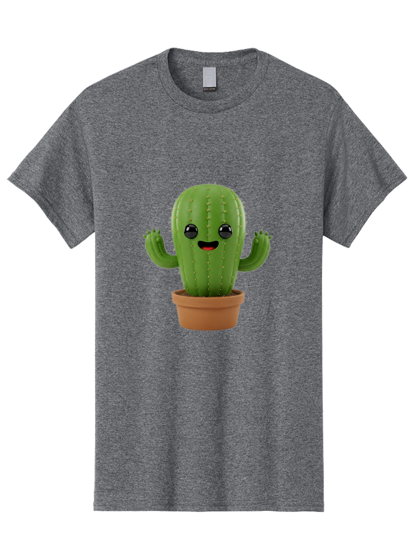 Cactus-3 Men'S Graphic Tee, 100% Cotton, Comfortable Casual Summer Wear, Machine Washable, Cartoon Cactus, Potted Cactus, Playful Plant, Friendly Cactus, Adorable Character, Quirky Decoration, Digital Art, Fun Design, Happy Face, Cartoon Style Bac725