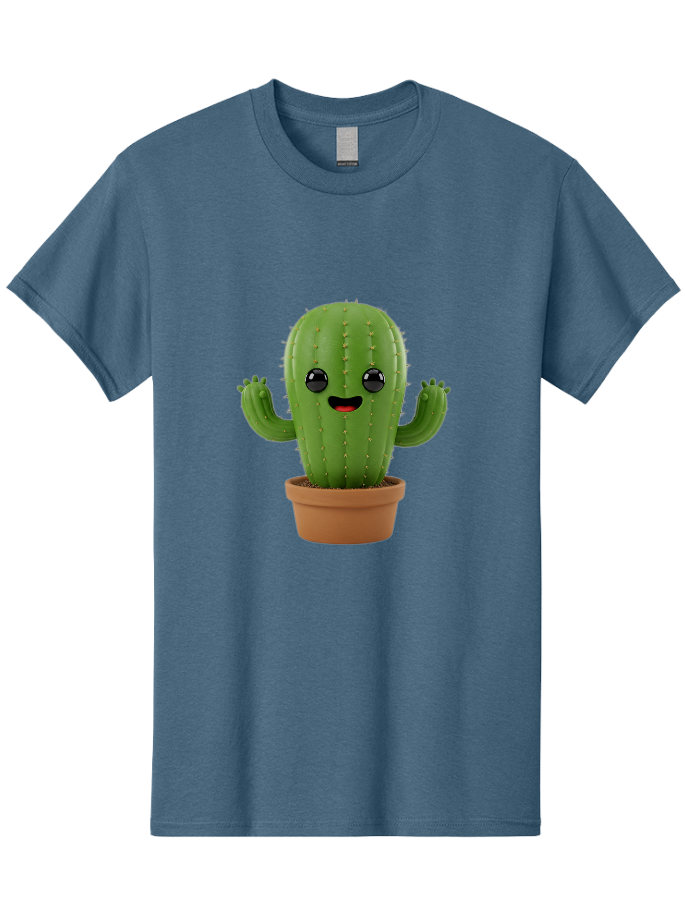 Cactus-3 Men'S Graphic Tee, 100% Cotton, Comfortable Casual Summer Wear, Machine Washable, Cartoon Cactus, Potted Cactus, Playful Plant, Friendly Cactus, Adorable Character, Quirky Decoration, Digital Art, Fun Design, Happy Face, Cartoon Style Bac725
