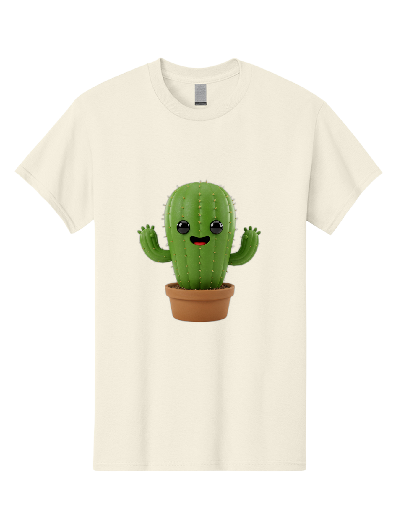 Cactus-3 Men'S Graphic Tee, 100% Cotton, Comfortable Casual Summer Wear, Machine Washable, Cartoon Cactus, Potted Cactus, Playful Plant, Friendly Cactus, Adorable Character, Quirky Decoration, Digital Art, Fun Design, Happy Face, Cartoon Style Bac725