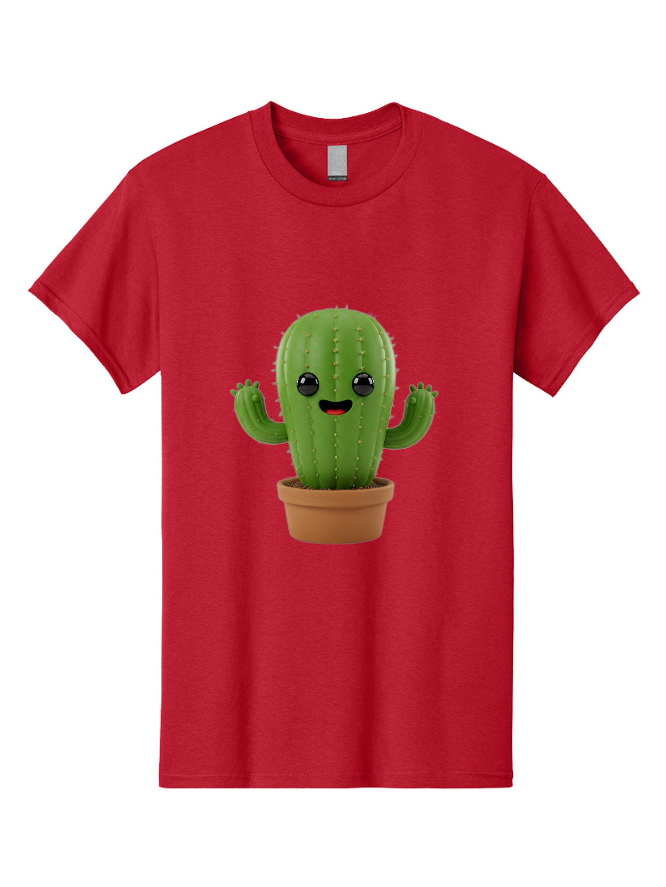 Cactus-3 Men'S Graphic Tee, 100% Cotton, Comfortable Casual Summer Wear, Machine Washable, Cartoon Cactus, Potted Cactus, Playful Plant, Friendly Cactus, Adorable Character, Quirky Decoration, Digital Art, Fun Design, Happy Face, Cartoon Style Bac725